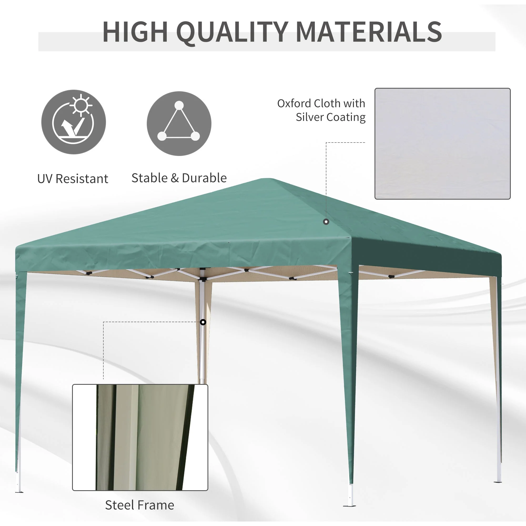 3 x 3 meter Garden Heavy Duty Pop Up Gazebo Marquee Party Tent Folding Wedding Canopy-Green - Image 4