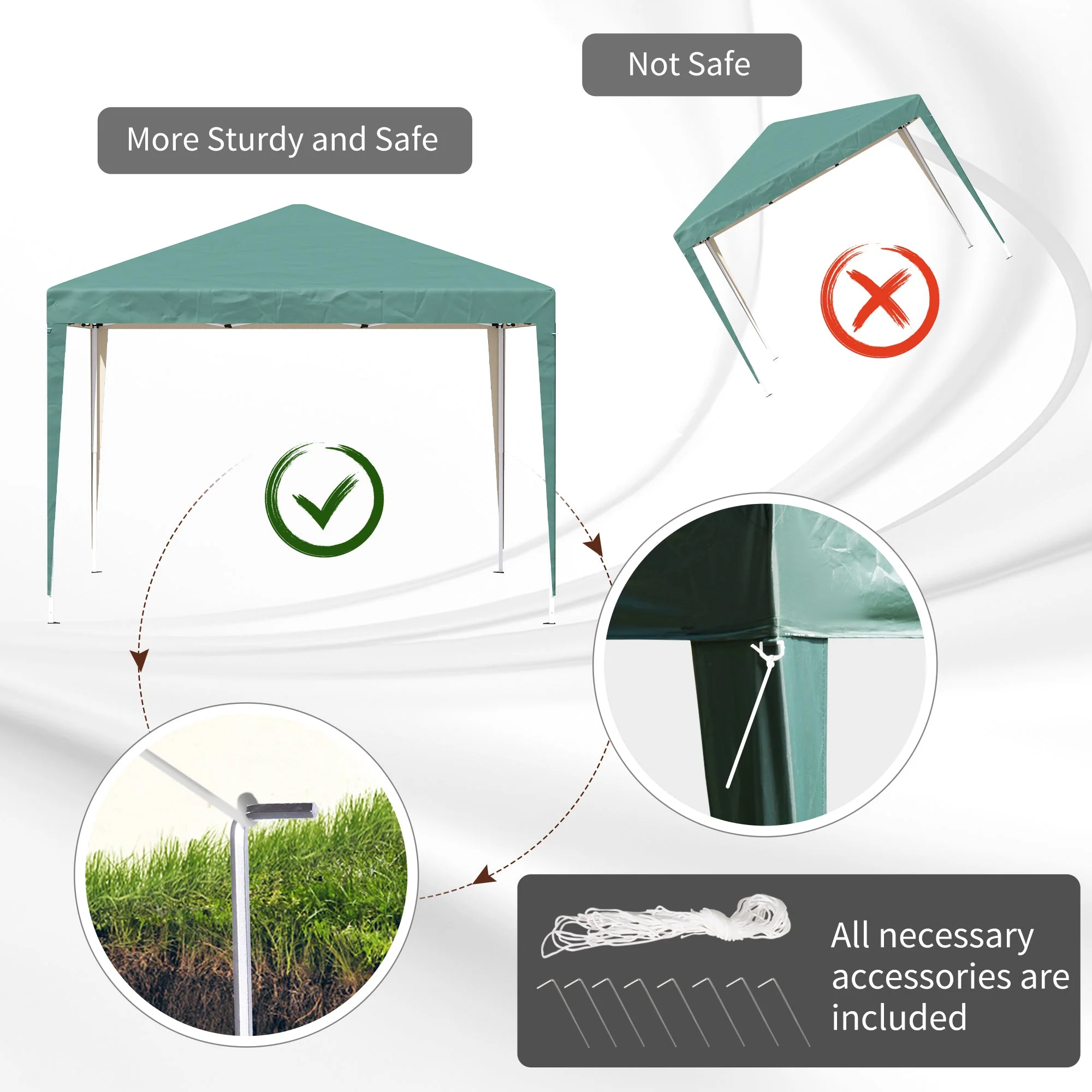 3 x 3 meter Garden Heavy Duty Pop Up Gazebo Marquee Party Tent Folding Wedding Canopy-Green - Image 7