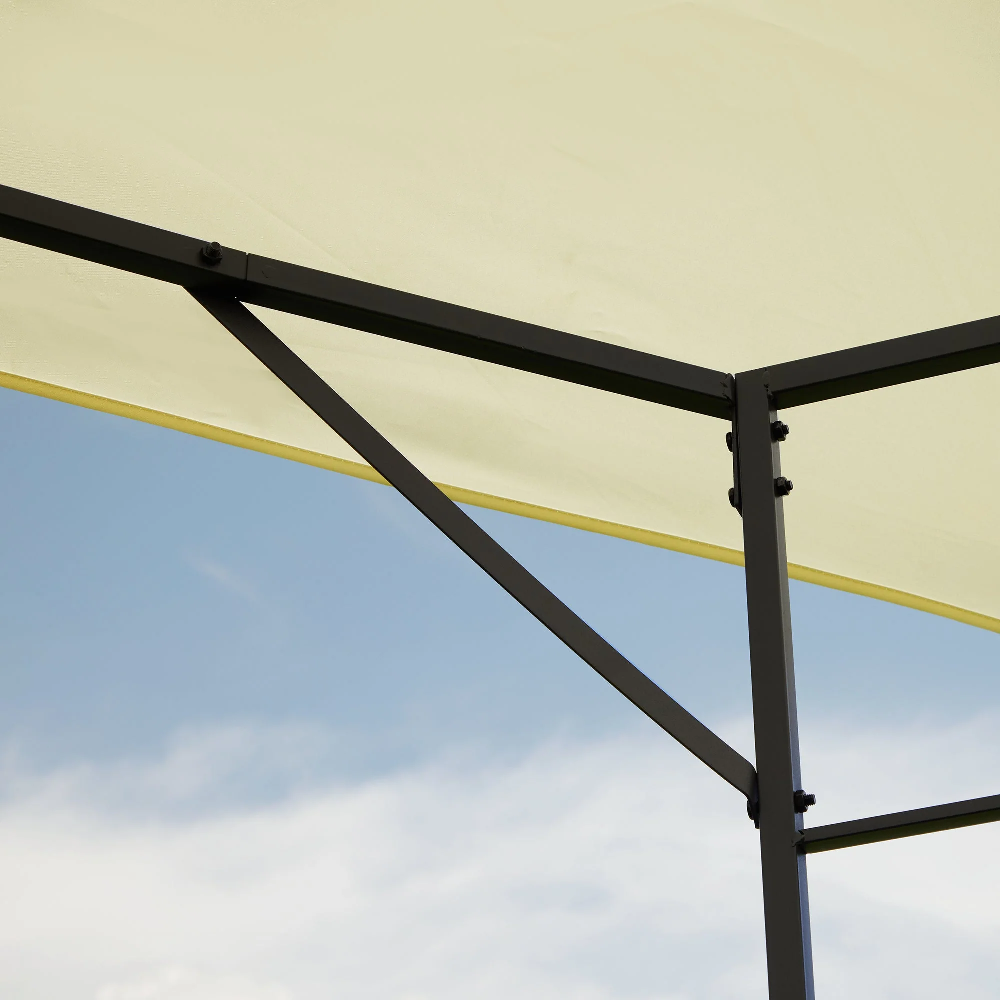 3 x 3 Meters Patio Garden Metal Gazebo Marquee Steel Frame with Canopy Awning Tent Water Resistant Cream - Image 8