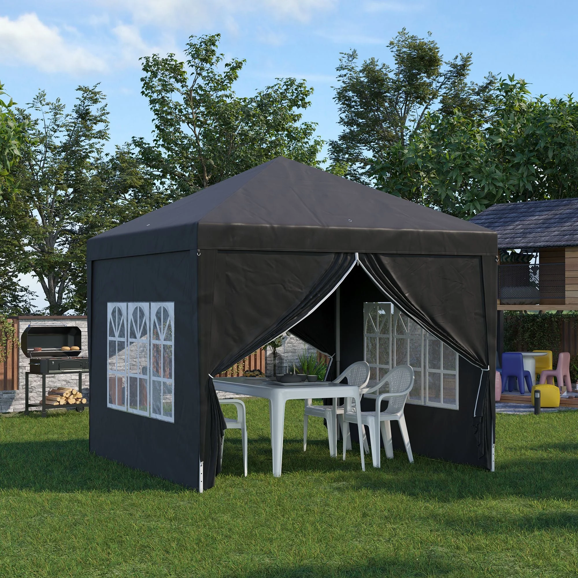 3 x 3 Meters Pop Up Water Resistant Gazebo Wedding Camping Party Tent Canopy Marquee with Carry Bag and 2 Windows - Image 2