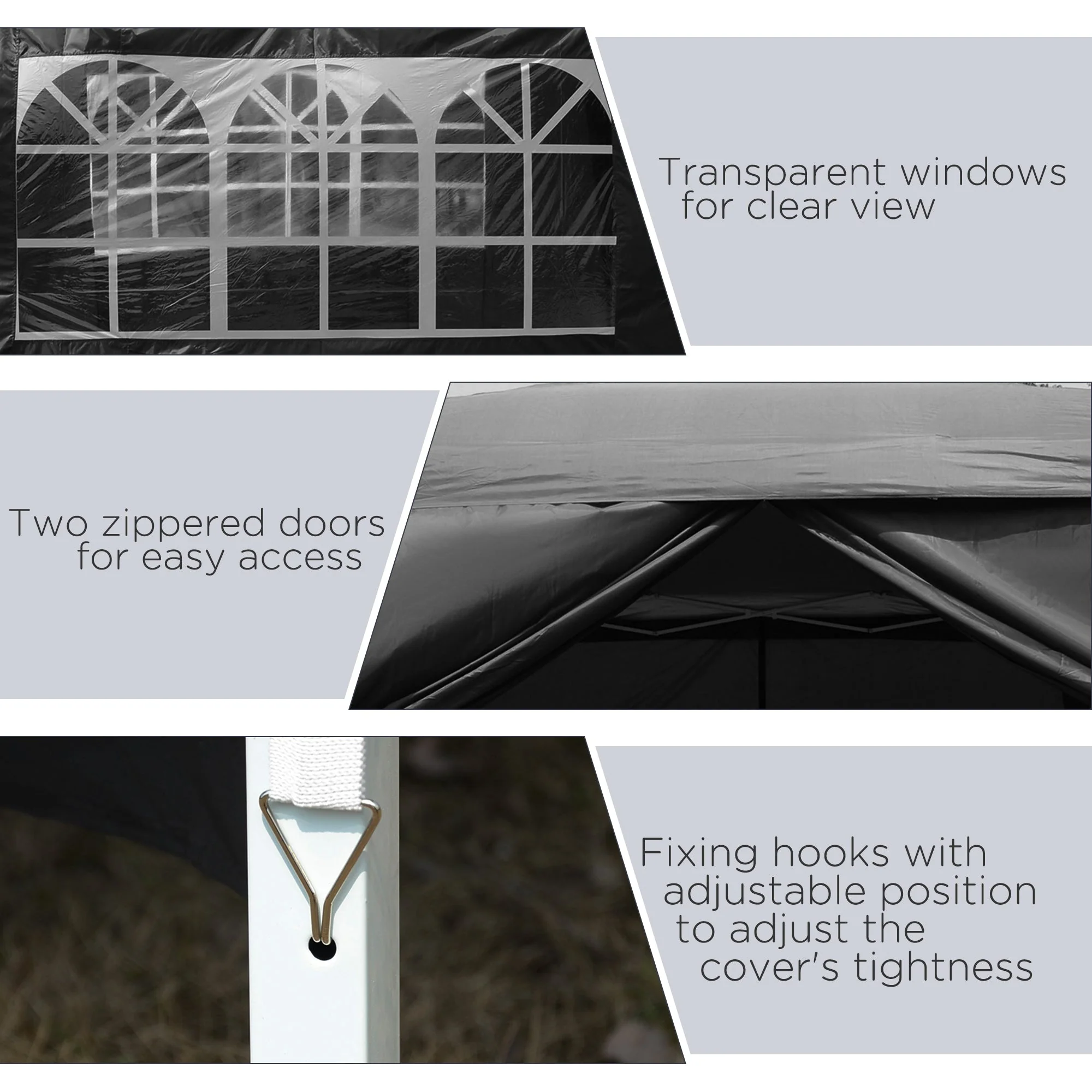 3 x 3 Meters Pop Up Water Resistant Gazebo Wedding Camping Party Tent Canopy Marquee with Carry Bag and 2 Windows - Image 9