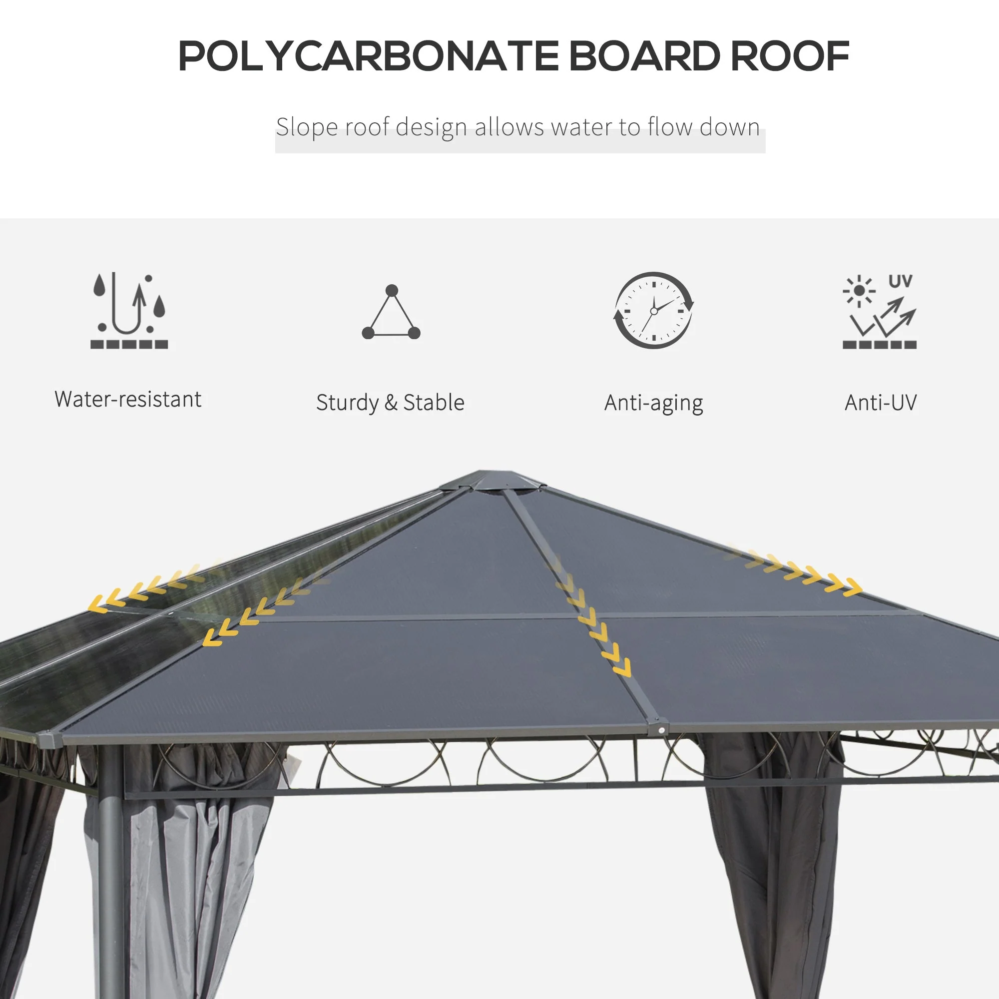 3 x 3M Hardtop Gazebo with UV Resistant Polycarbonate Roof - Image 4