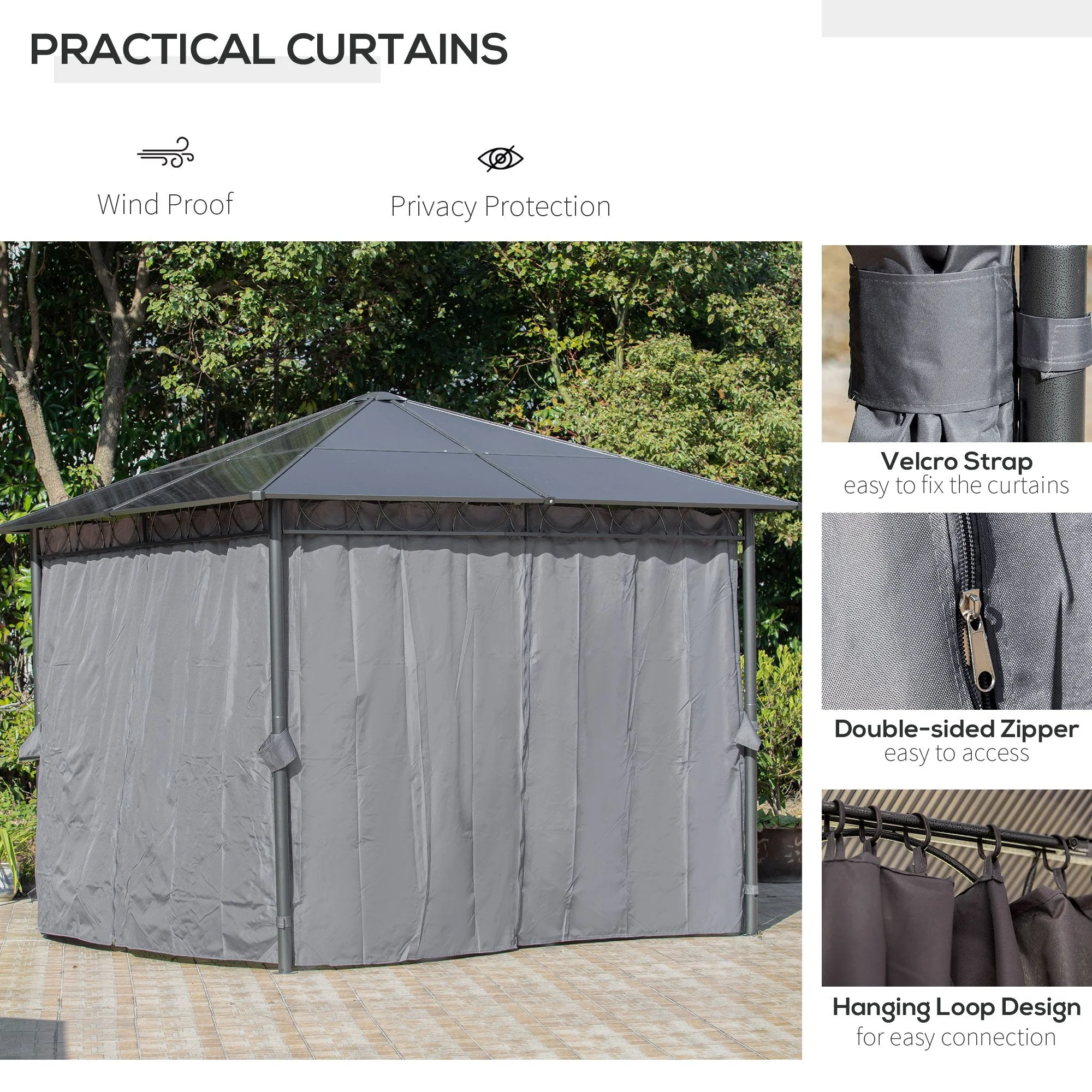 3 x 3M Hardtop Gazebo with UV Resistant Polycarbonate Roof - Image 5