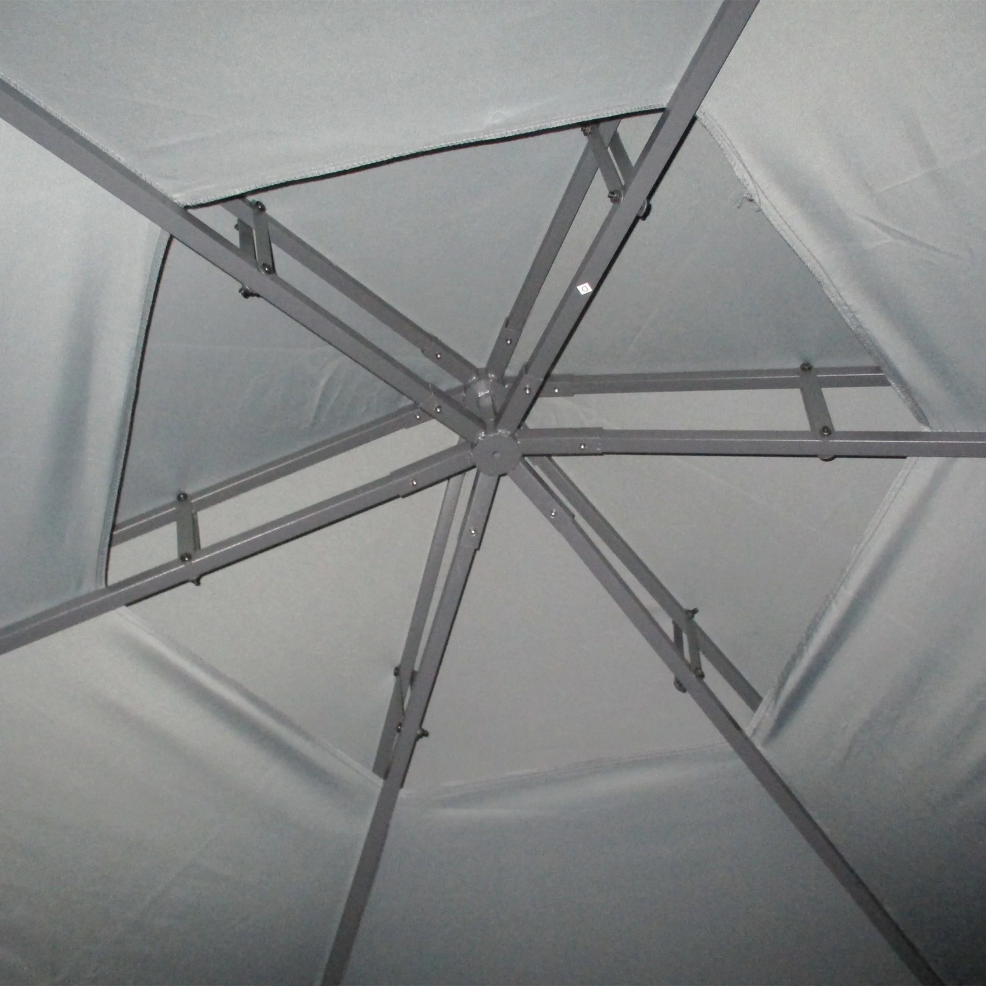 3 x 3M Hexagon Gazebo Patio Canopy Party Tent Outdoor Garden Shelter w/ 2 Tier Roof & Side Panel - Grey - Image 8