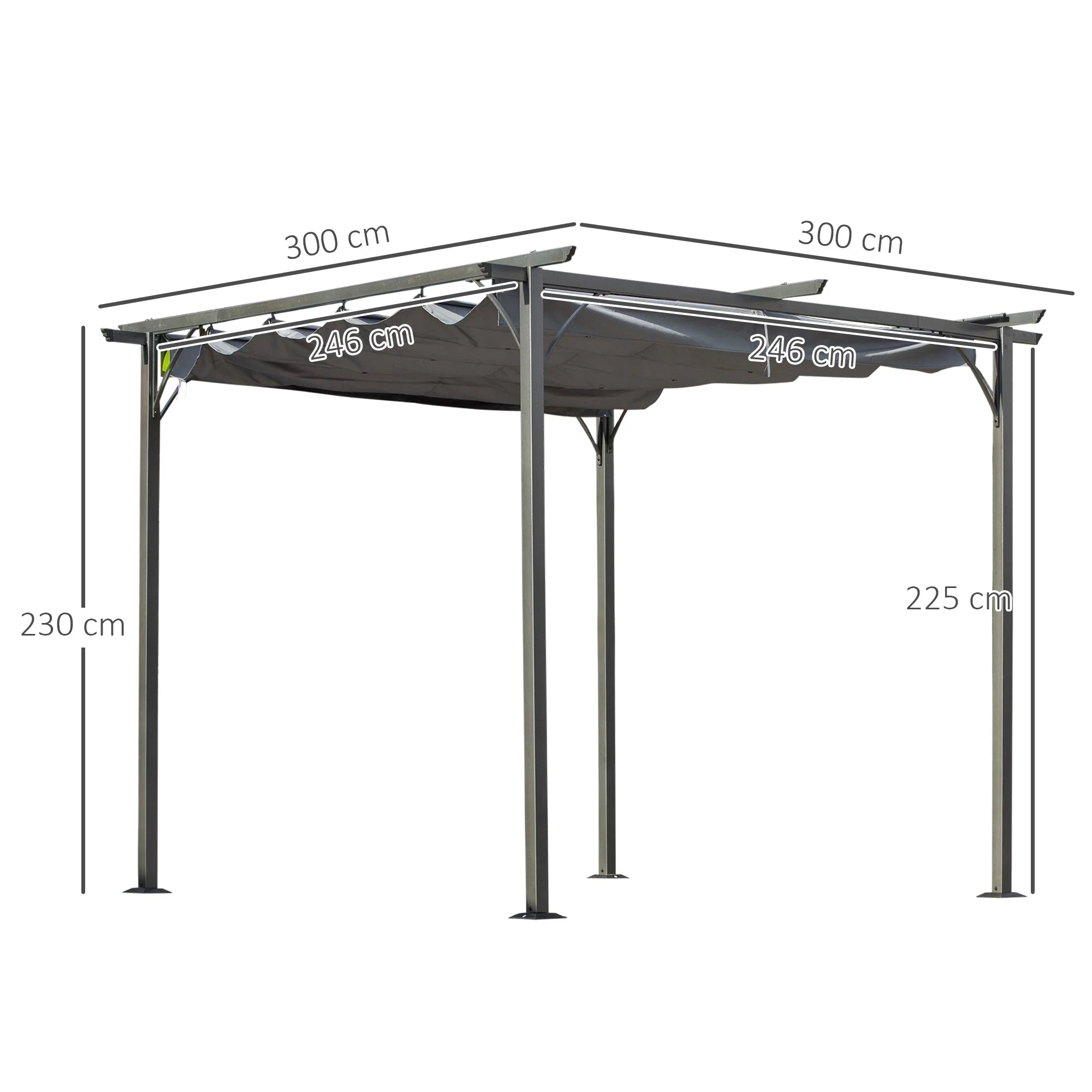 3 x 3M Metal Pergola with Retractable Roof - Image 2