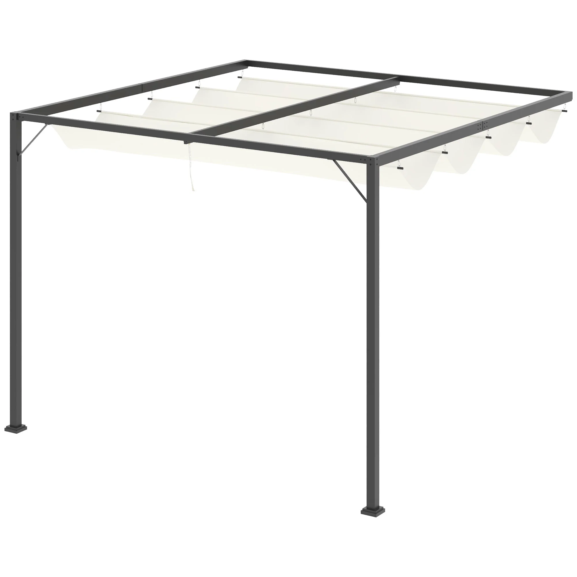 3 x 3M Outdoor Pergola Retractable Canopy Wall Mounted Gazebo Patio Shelter Sun Shade - Image 2