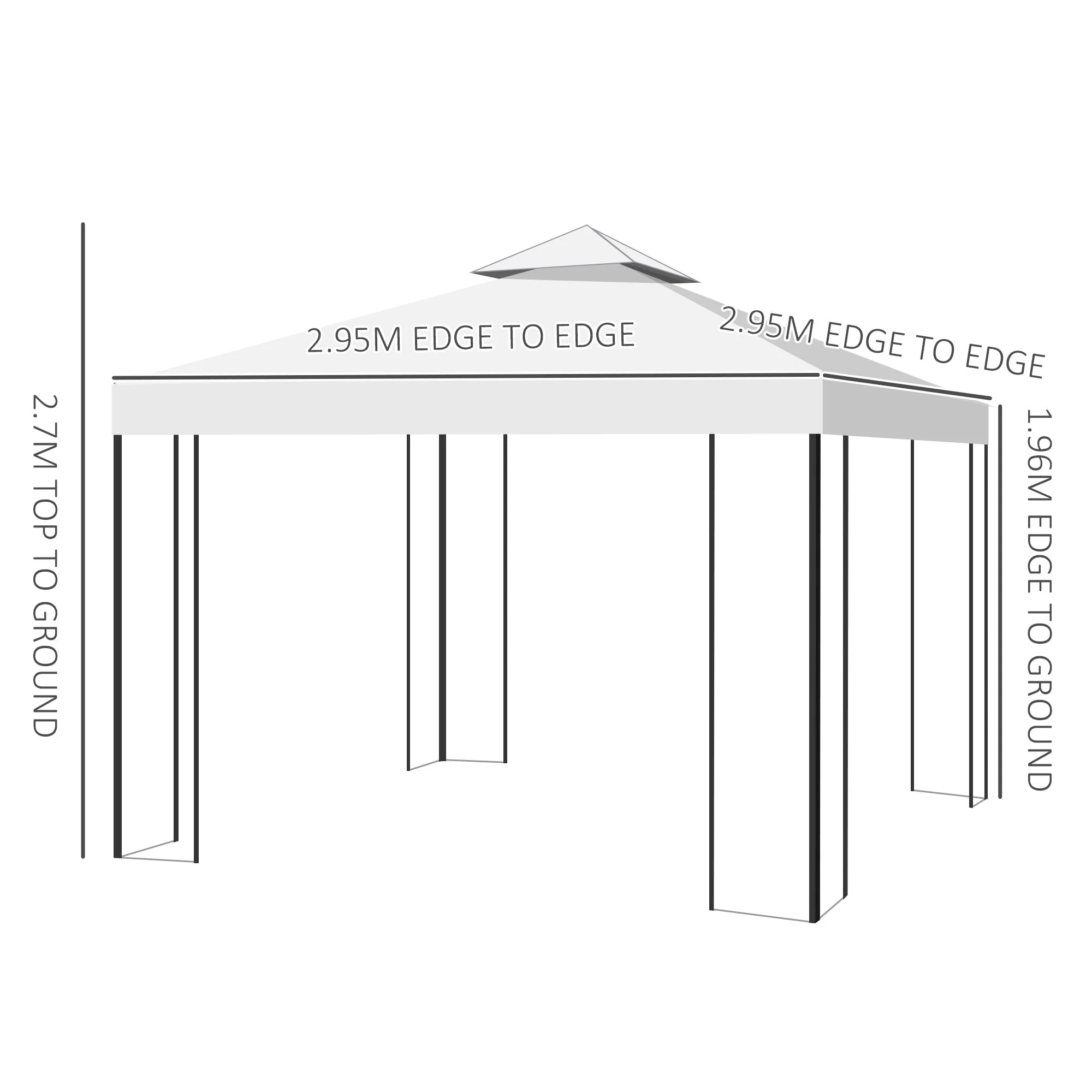 3 x 3m Outdoor Steel Gazebo with 2 Tier Roof - Image 3