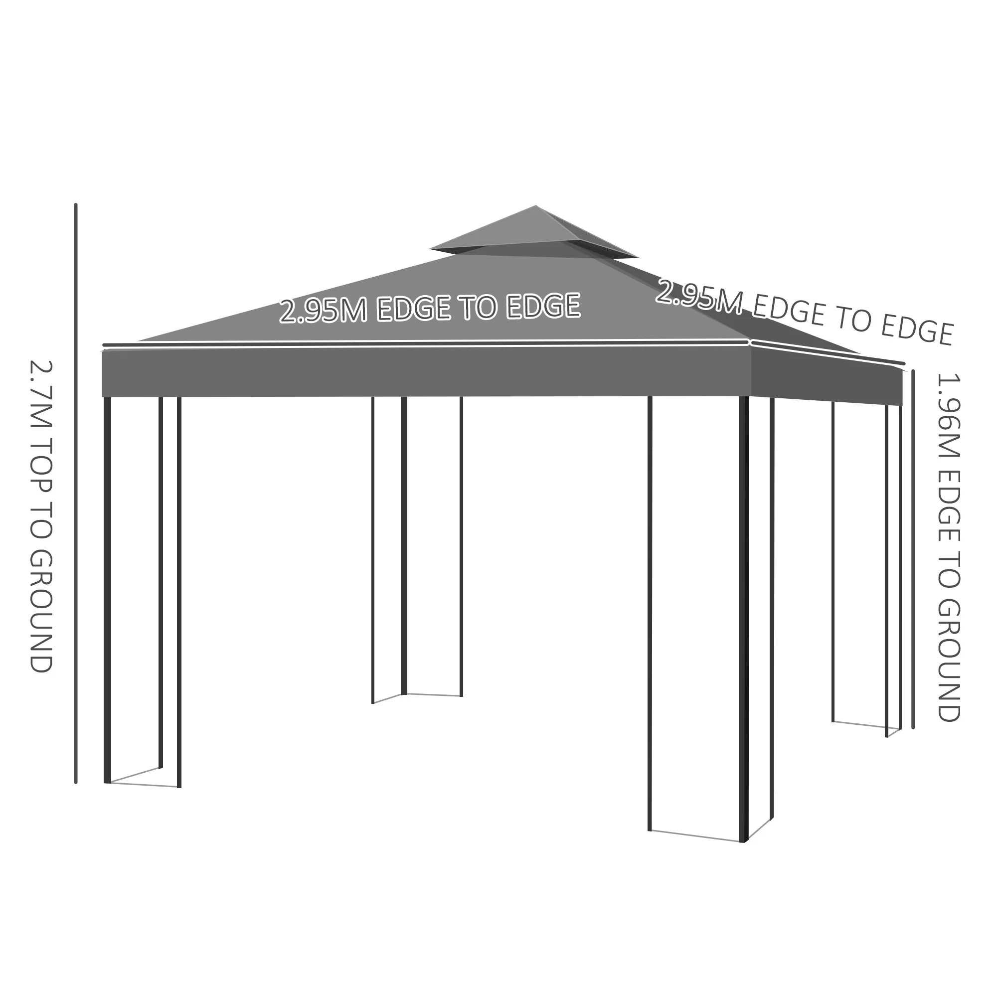 3 x 3m Outdoor Steel Gazebo with 2 Tier Roof - Image 3
