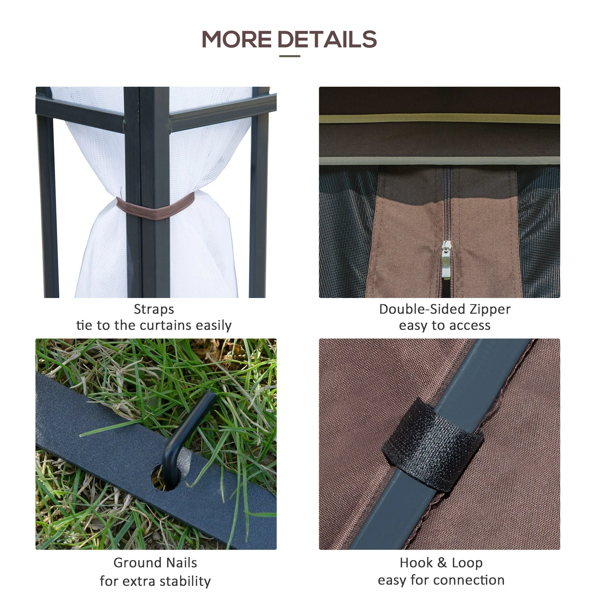 3 x 3M Patio Gazebo Canopy Garden Pavilion Tent Shelter with 2 Tier Roof and Mosquito Netting - Image 6