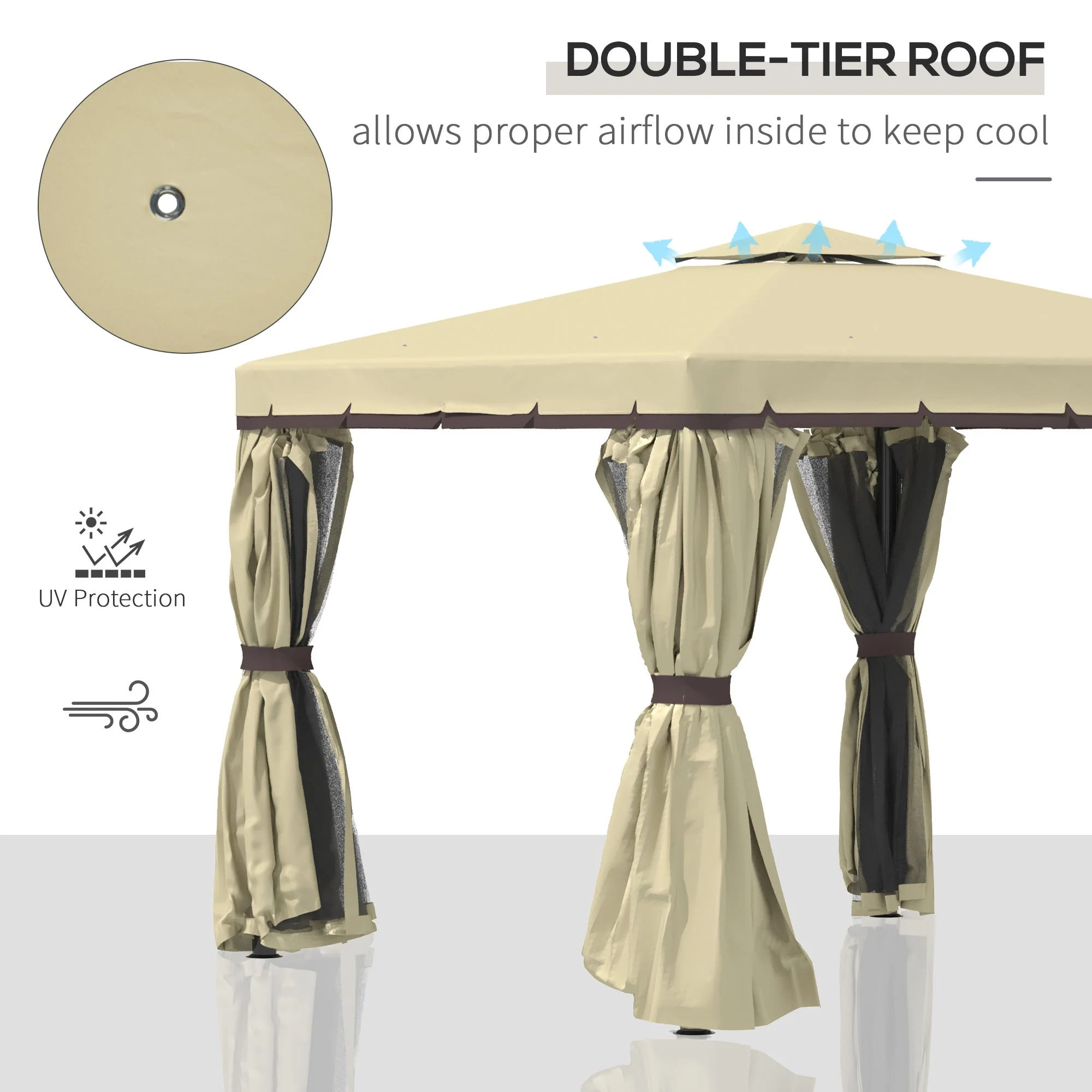 3 x 3M Patio Gazebo Canopy Garden Pavilion Tent Shelter with 2 Tier Water Repellent Roof - Image 3