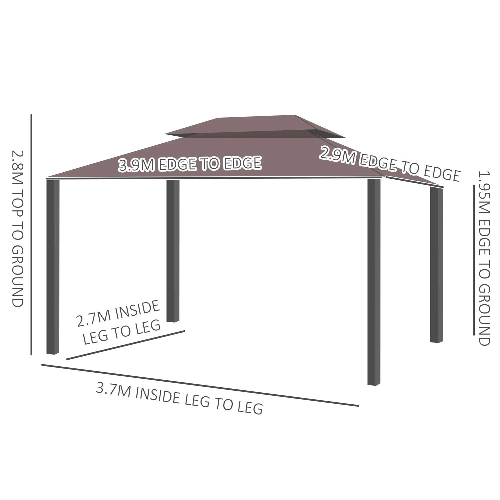 3 x 4m Aluminium Garden Gazebo - Image 3