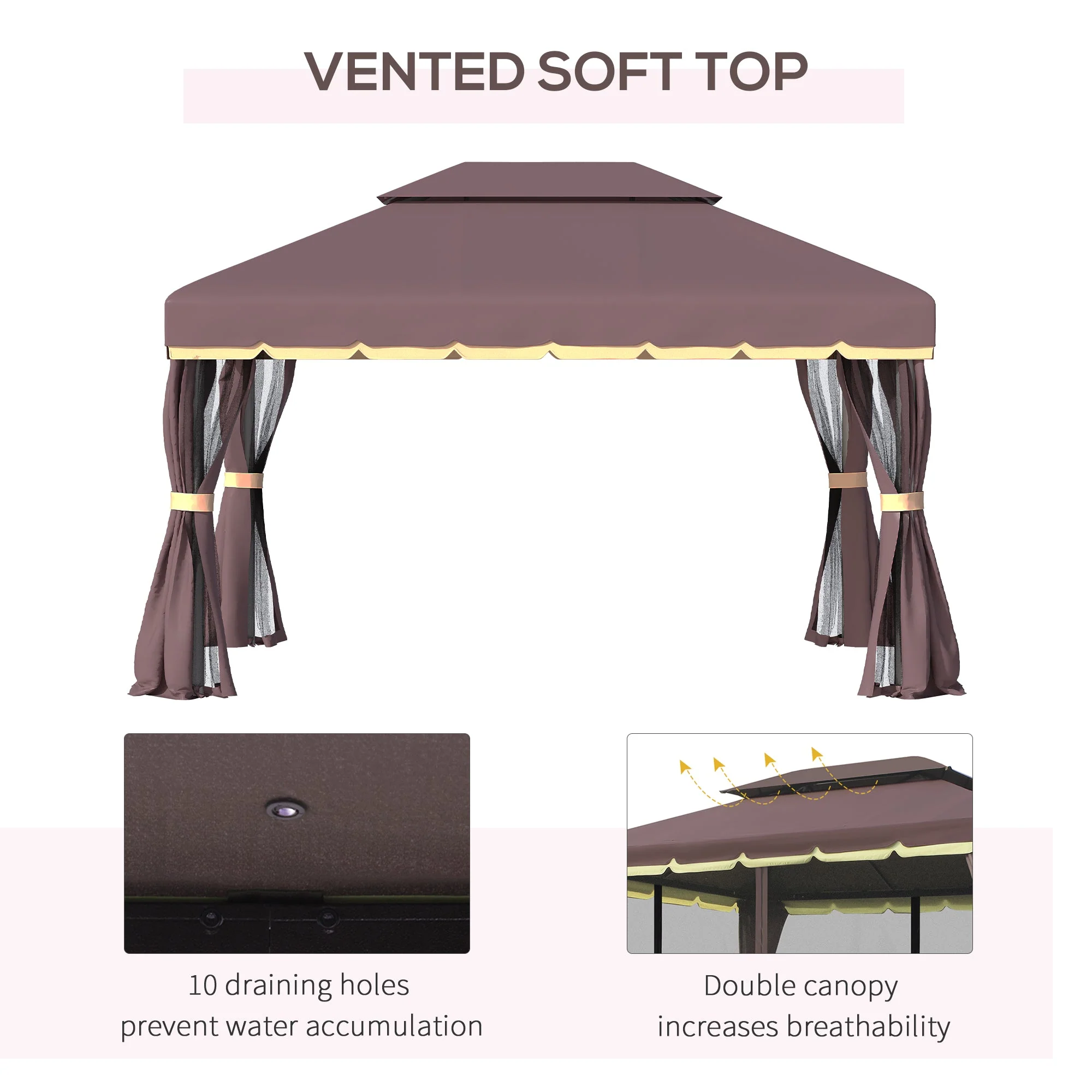 3 x 4m Aluminium Garden Gazebo - Image 4