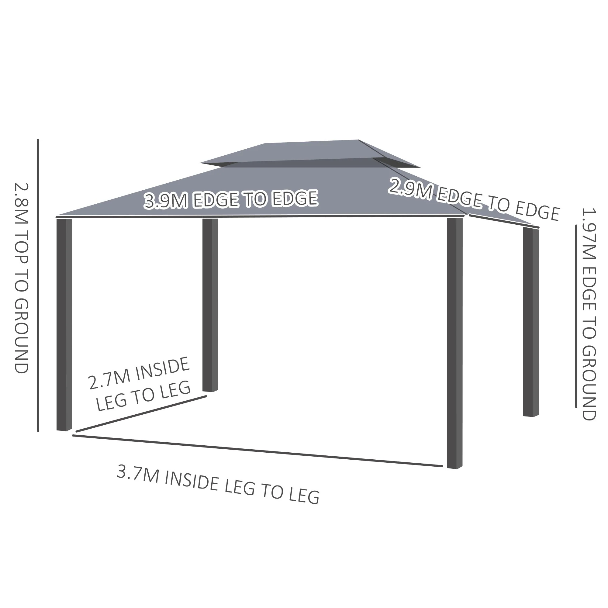 3 x 4m Aluminium Garden Gazebo - Image 2