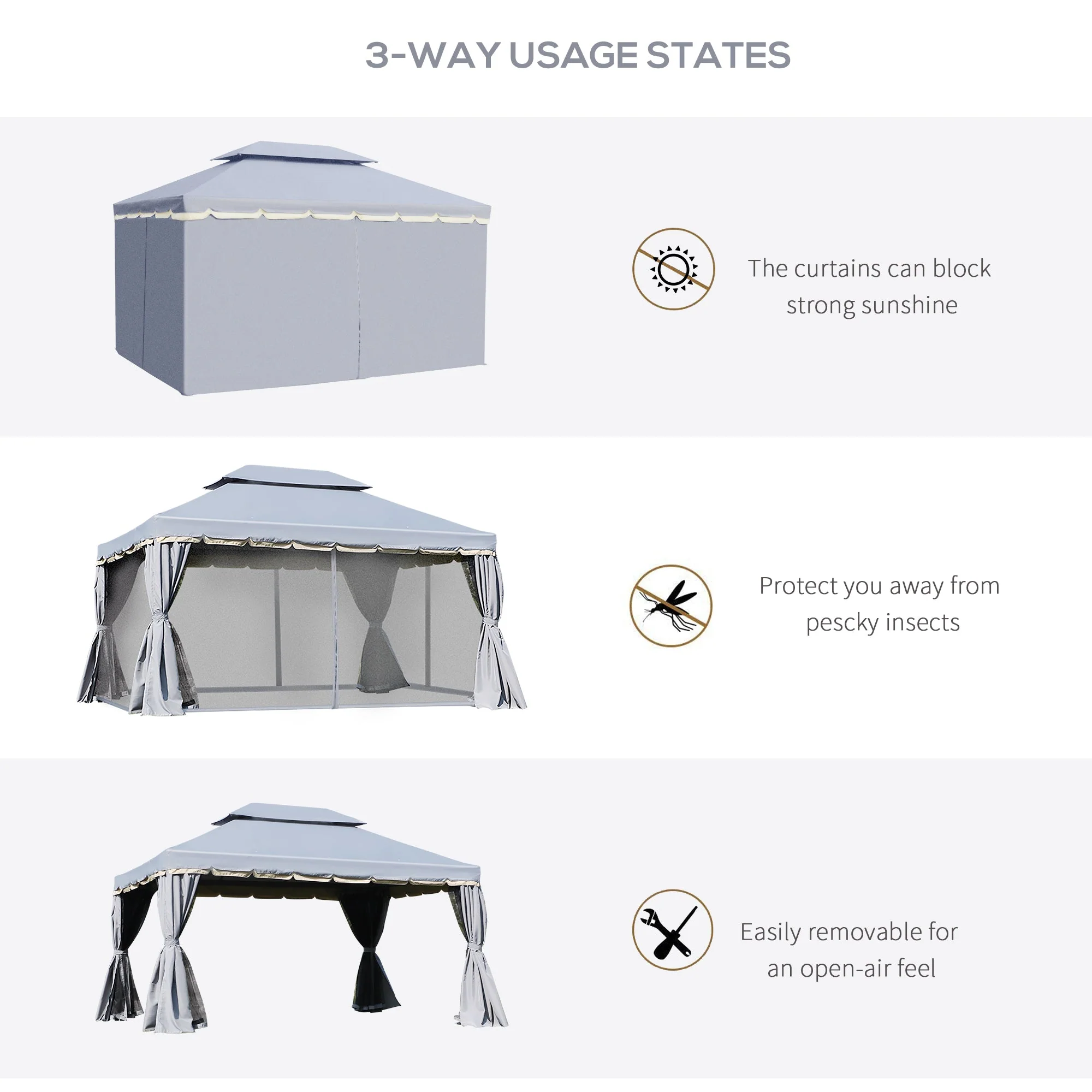 3 x 4m Aluminium Garden Gazebo - Image 3