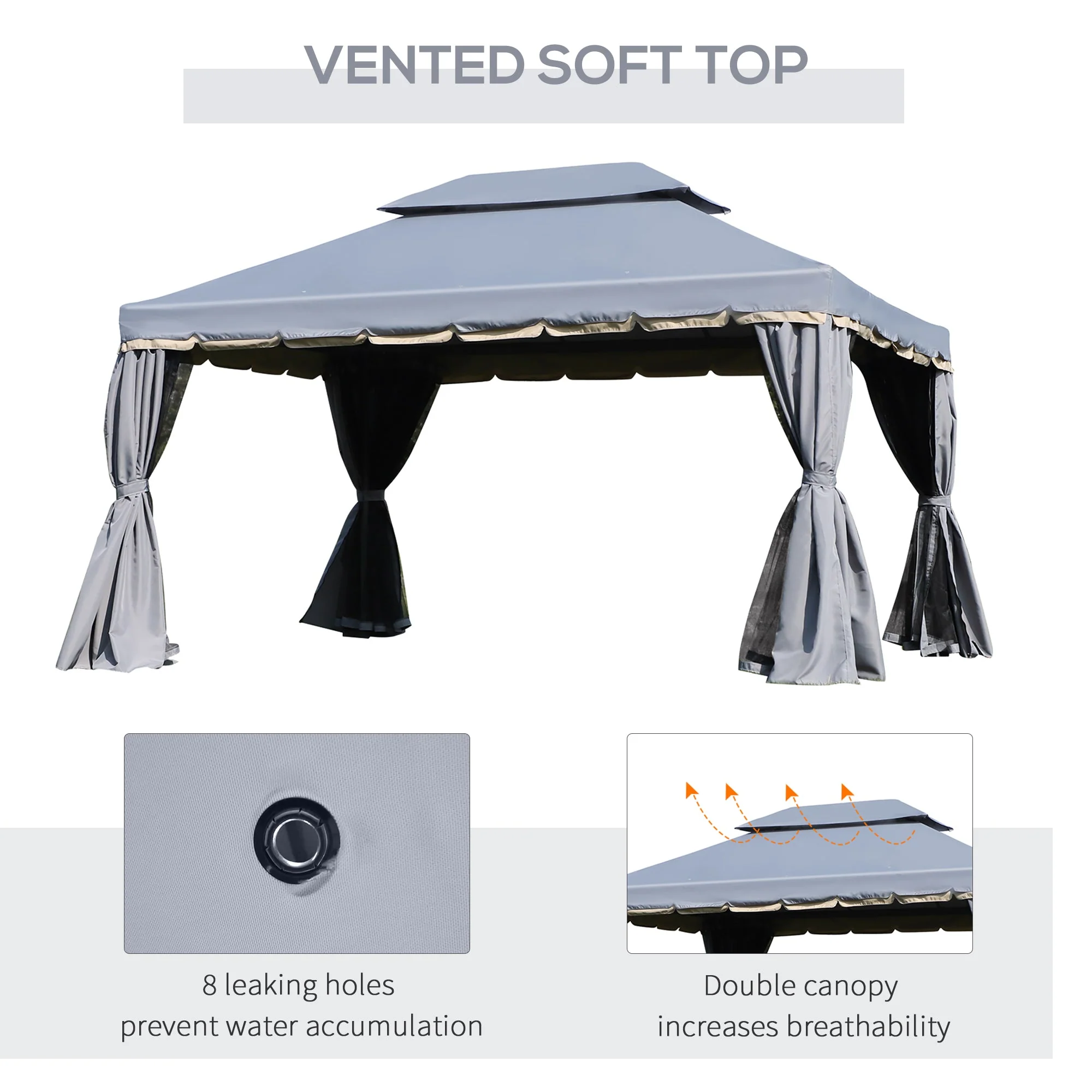3 x 4m Aluminium Garden Gazebo - Image 4