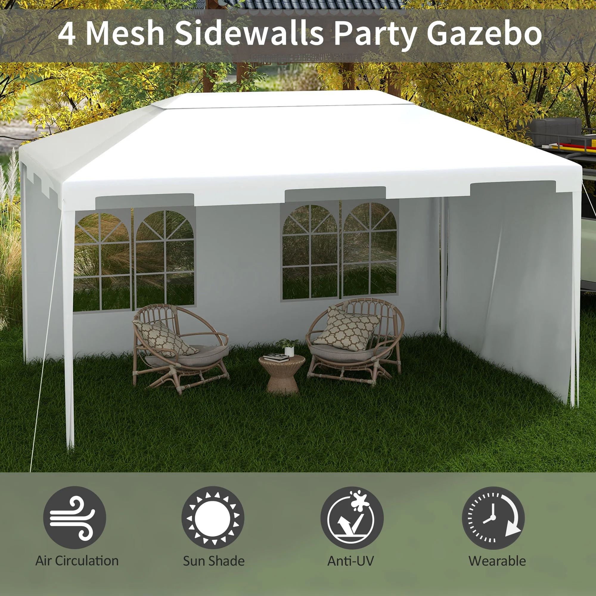 3 x 4m Half-Open Garden Gazebo - Image 4