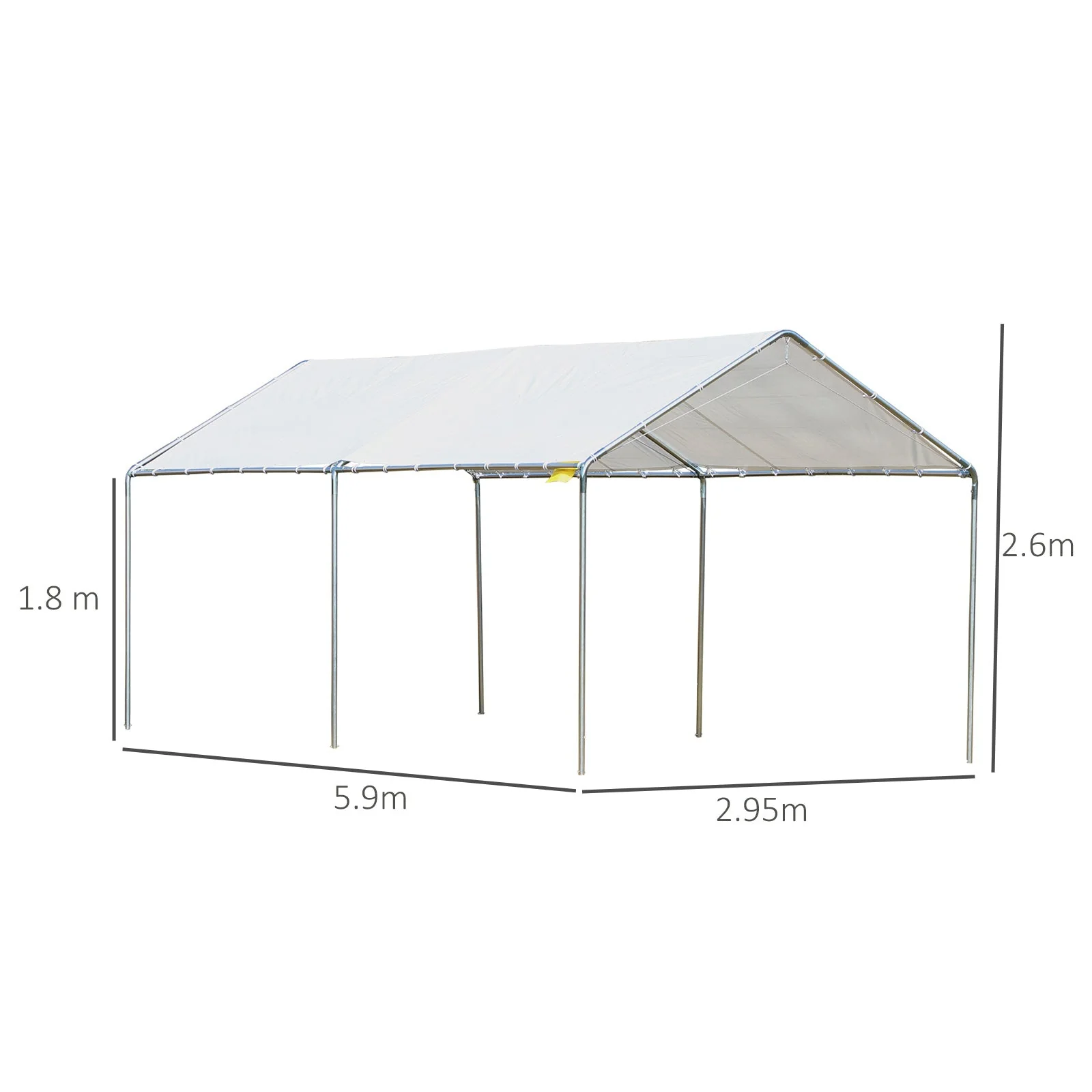 3 x 6m Heavy Duty Carport Garage Car Shelter Galvanized Steel Outdoor Open Canopy Tent Water UV Resistant Waterproof - Image 2