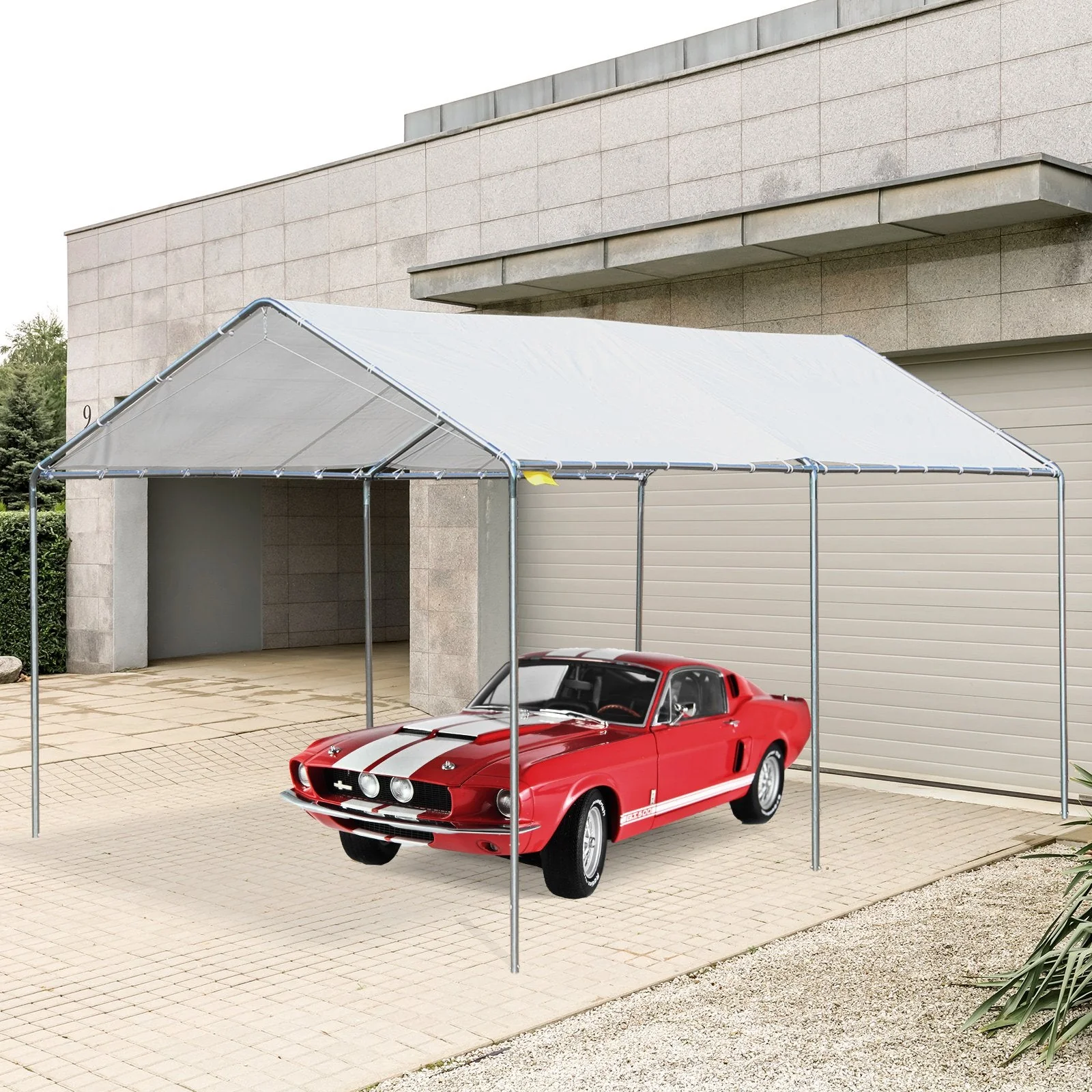 3 x 6m Heavy Duty Carport Garage Car Shelter Galvanized Steel Outdoor Open Canopy Tent Water UV Resistant Waterproof - Image 8