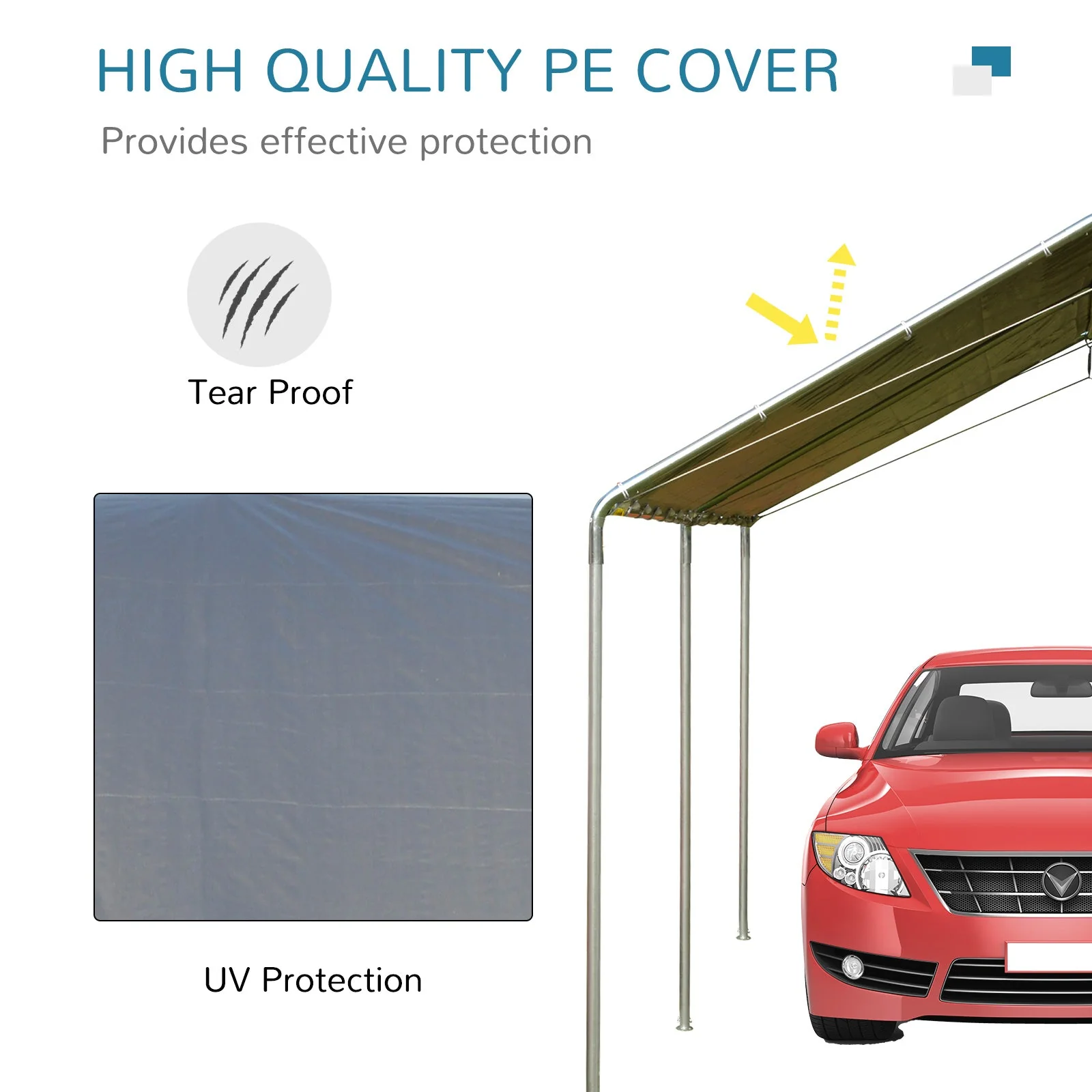 3 x 6m Heavy Duty Carport Garage Car Shelter Galvanized Steel Outdoor Open Canopy Tent Water UV Resistant Waterproof - Image 3
