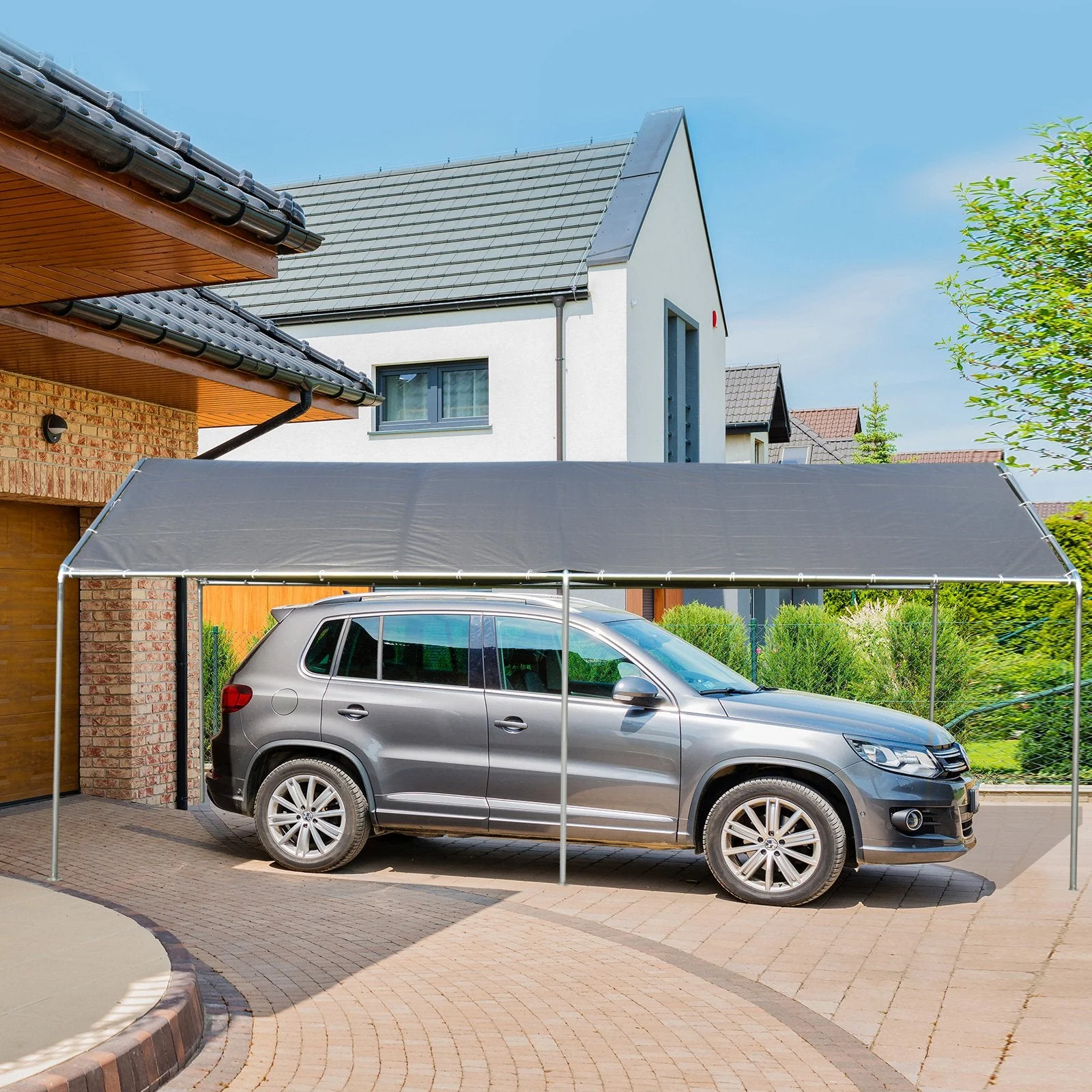 3 x 6m Heavy Duty Carport Garage Car Shelter Galvanized Steel Outdoor Open Canopy Tent Water UV Resistant Waterproof - Image 6