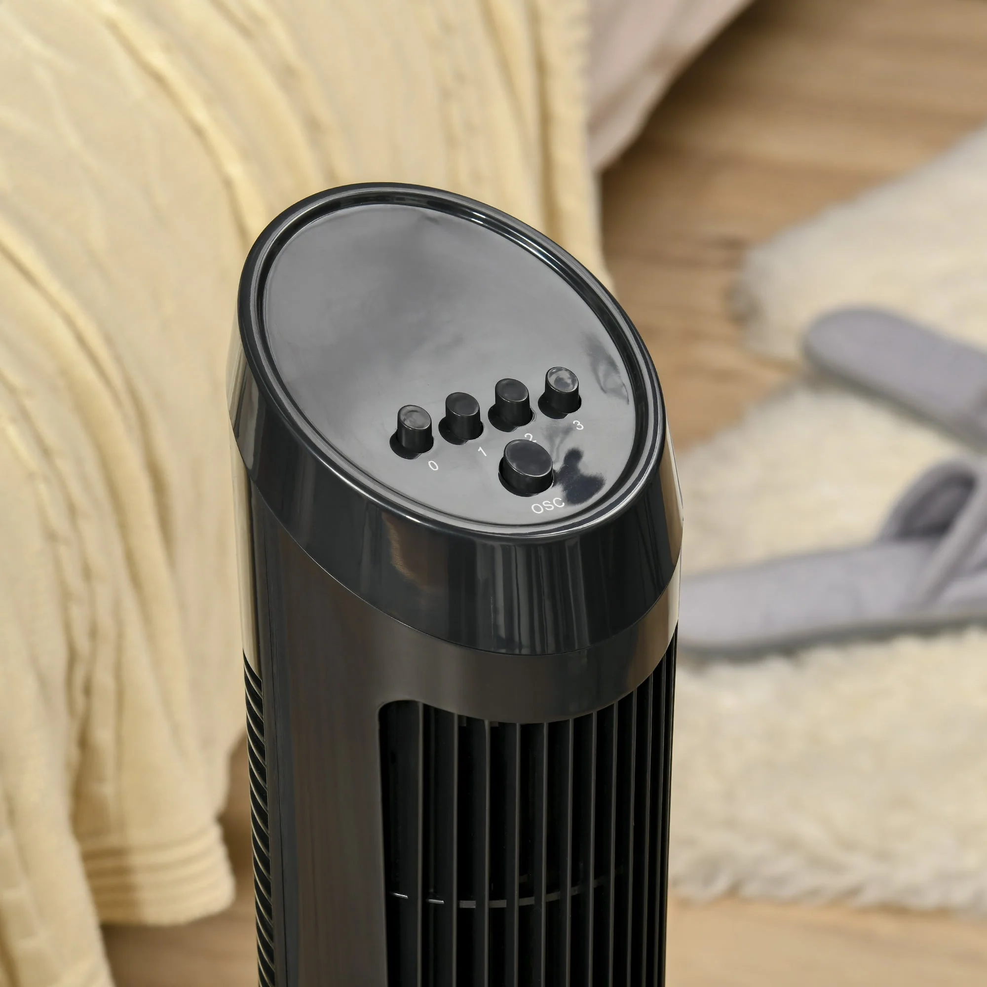 30" Oscillating Tower Fan 3 Speed Mode Ultra Slim Indoor Air Refresher Cooling Machine Noise Reduction - Black - Image 7