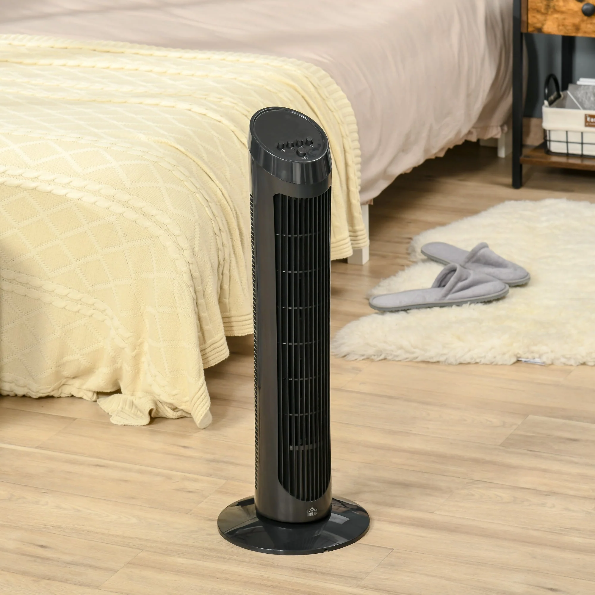 30" Oscillating Tower Fan 3 Speed Mode Ultra Slim Indoor Air Refresher Cooling Machine Noise Reduction - Black - Image 9