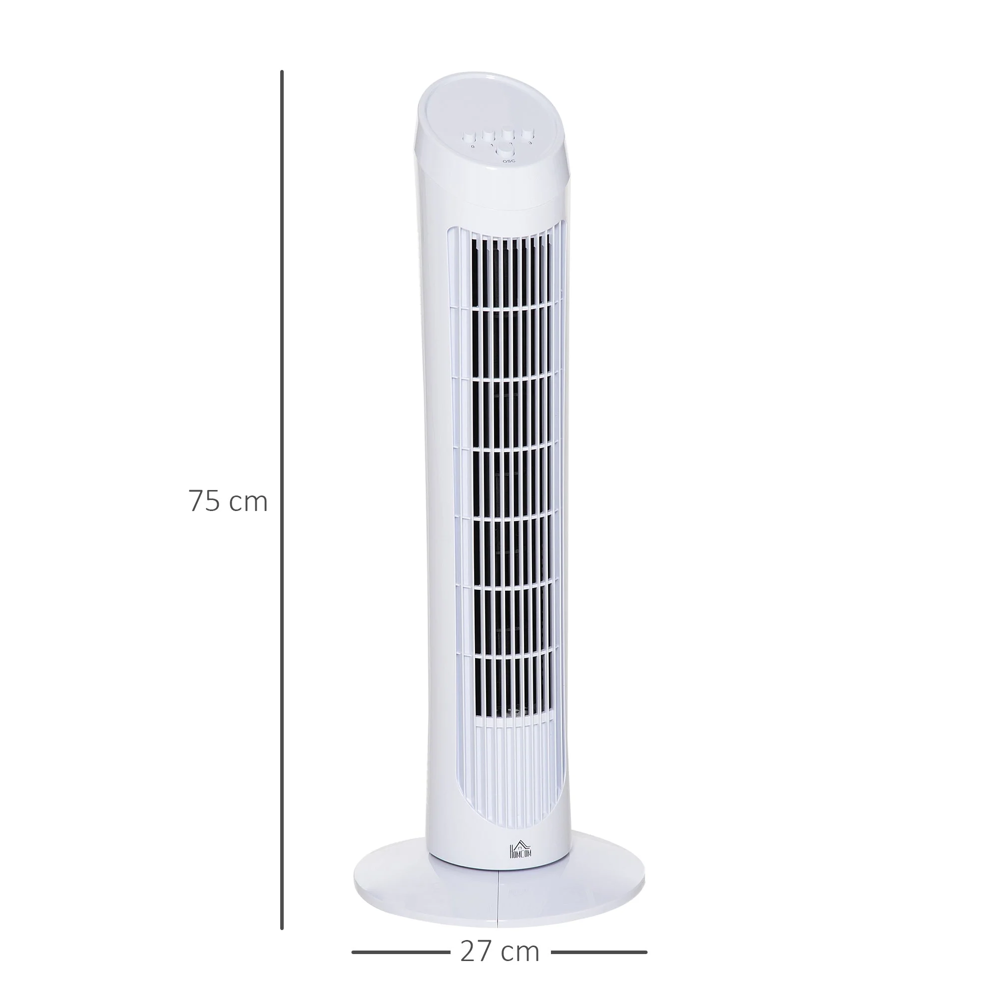 30" Oscillating Tower Fan 3 Speed Mode Ultra Slim Indoor Air Refresher Cooling Machine Noise Reduction - White - Image 3