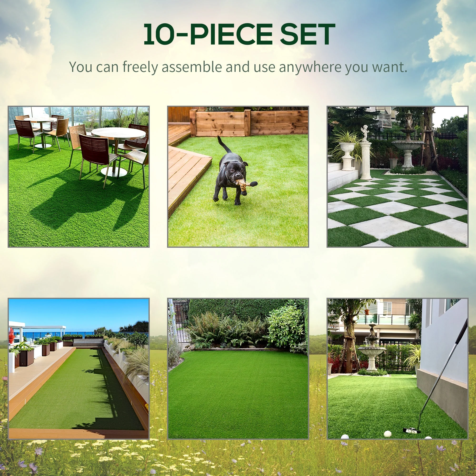 30 x 30cm Artificial Grass Turf with 25mm Pile Height Non-toxic Roll Grass Carpet Fake Grass Mat with Drainage Holes UV resistance for Indoor - Image 3