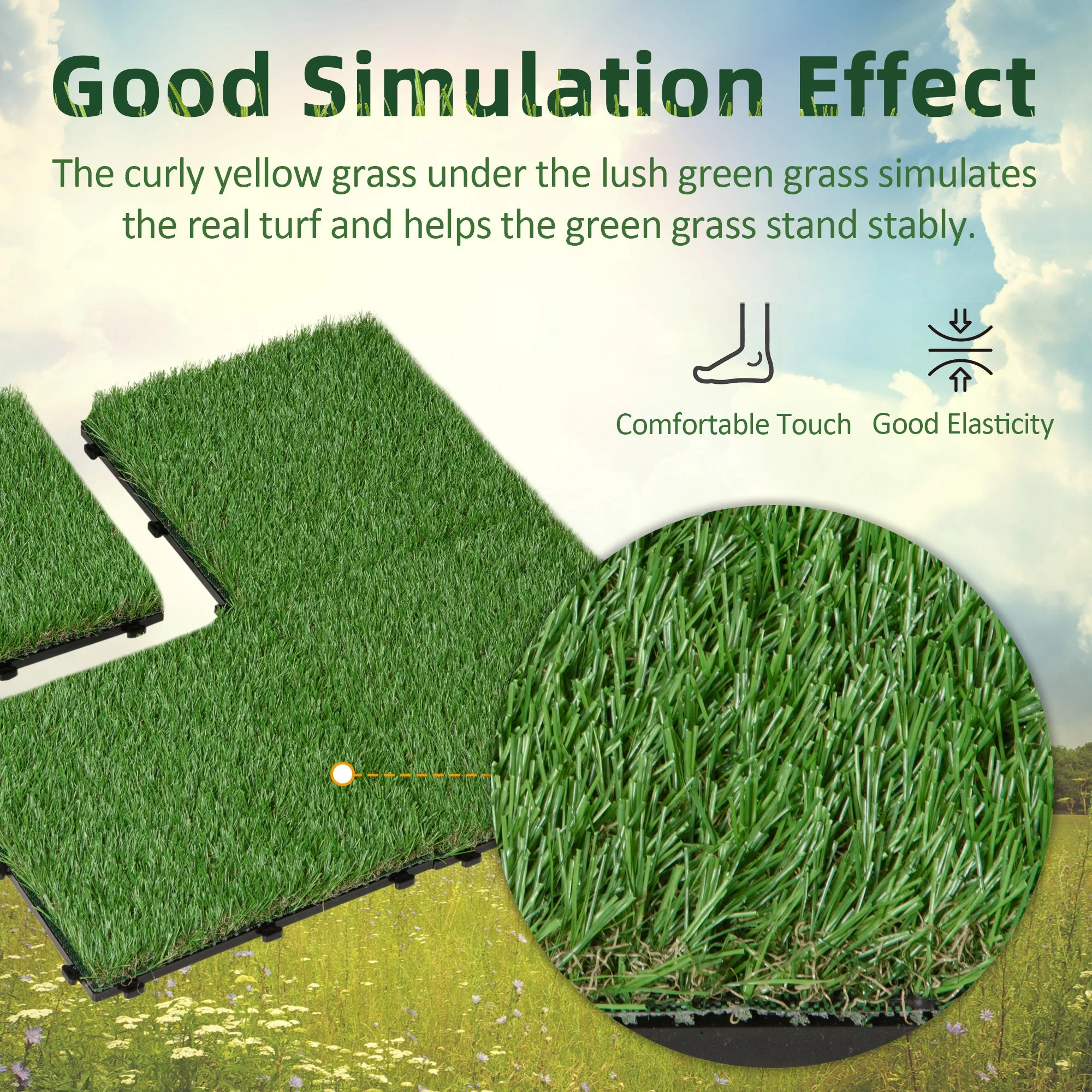 30 x 30cm Artificial Grass Turf with 25mm Pile Height Non-toxic Roll Grass Carpet Fake Grass Mat with Drainage Holes UV resistance for Indoor - Image 4