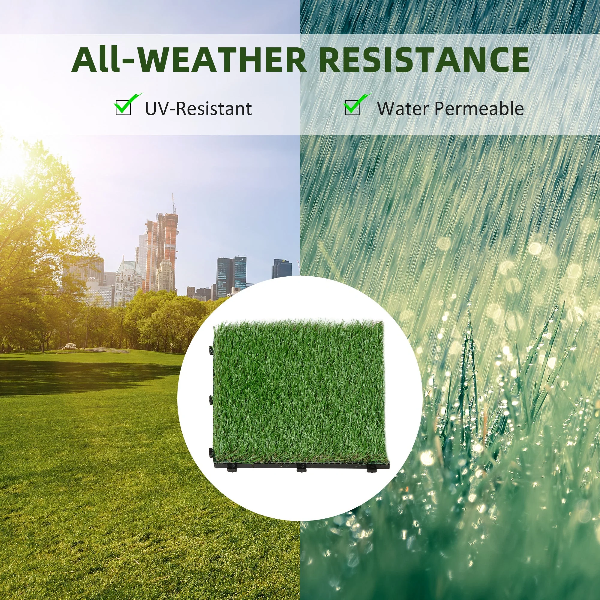 30 x 30cm Artificial Grass Turf with 25mm Pile Height Non-toxic Roll Grass Carpet Fake Grass Mat with Drainage Holes UV resistance for Indoor - Image 5