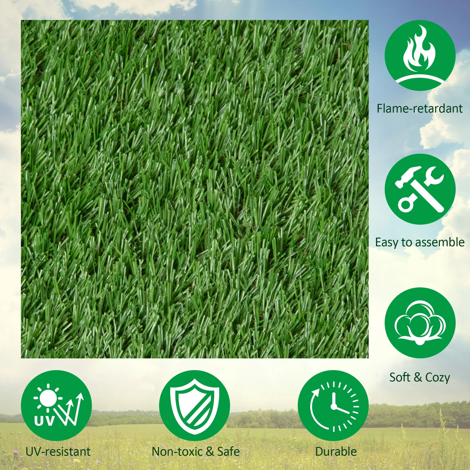 30 x 30cm Artificial Grass Turf with 25mm Pile Height Non-toxic Roll Grass Carpet Fake Grass Mat with Drainage Holes UV resistance for Indoor - Image 6