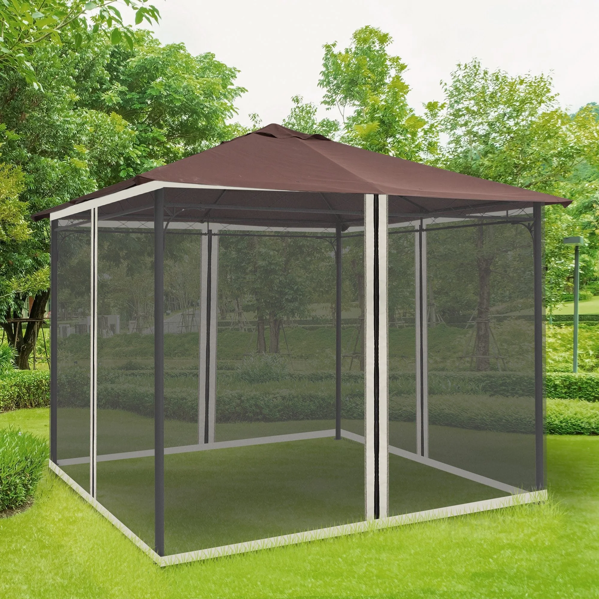 302 x 207cm Universal Replacement Mesh Sidewall Netting for Patio Gazebos and Canopy Tents - Image 2