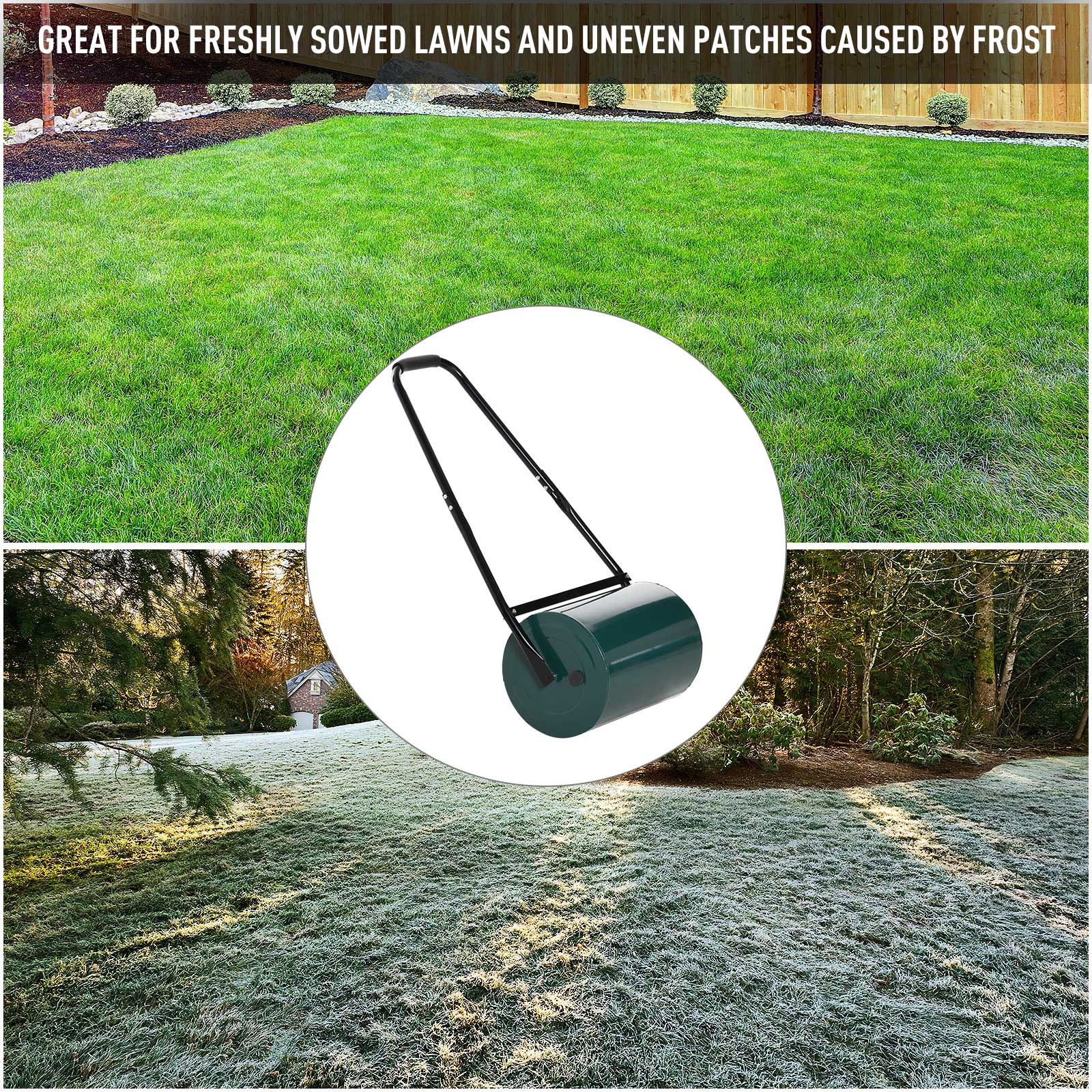 30cm Metal Water/Sand Filled Heavy Duty Garden Lawn Roller Green - Image 6