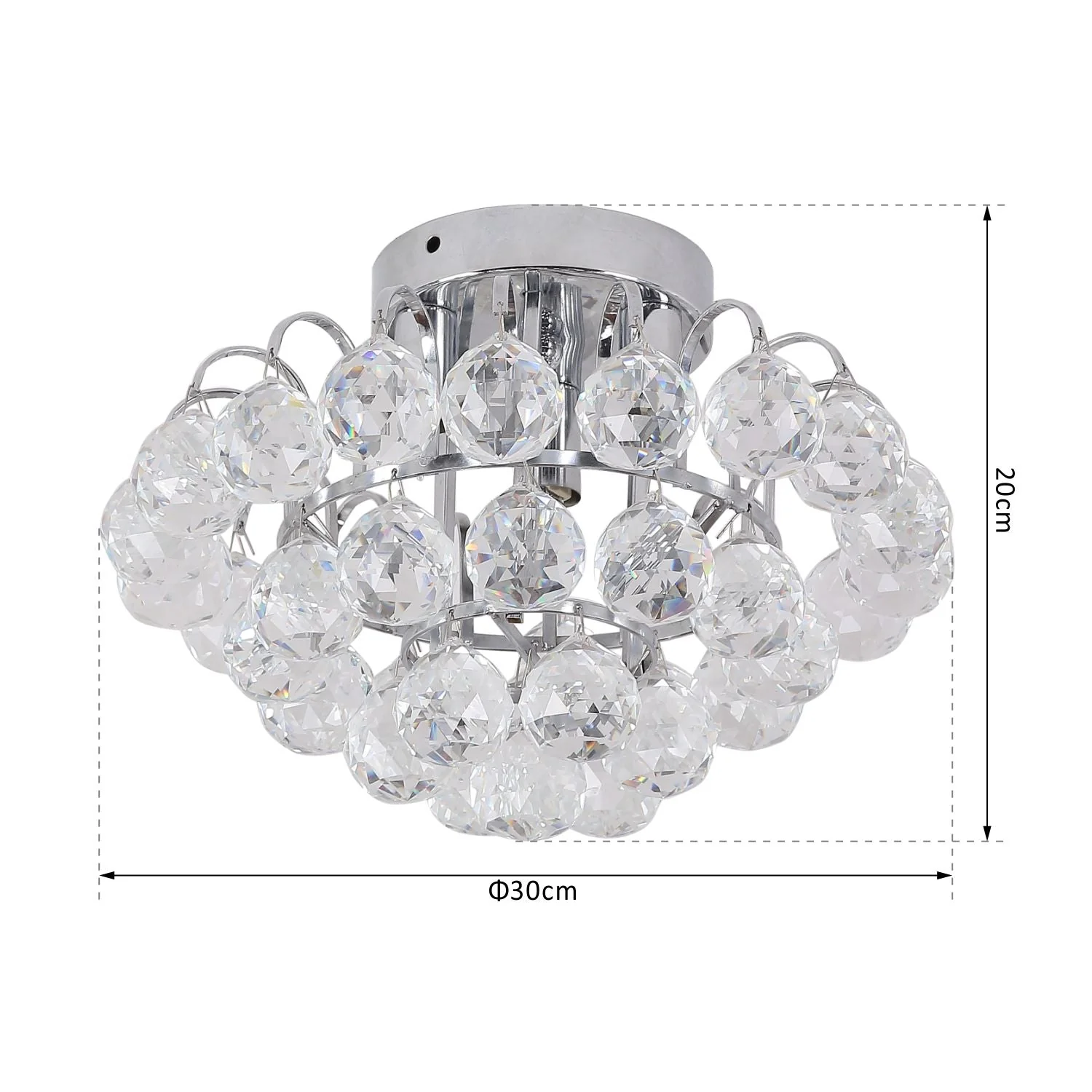 30x30cm K9 Crystal Droplets Ceiling Pendant Light Silver - Image 3