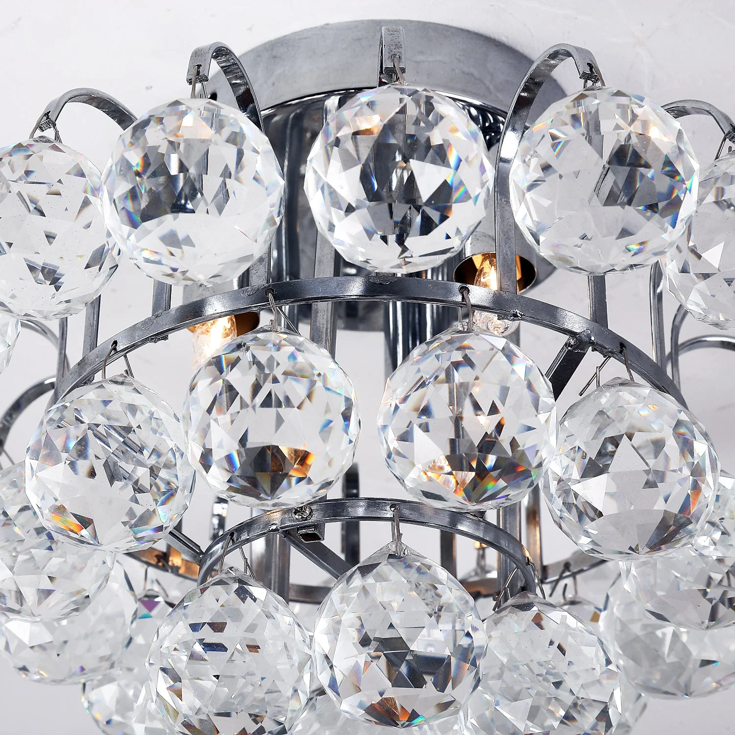 30x30cm K9 Crystal Droplets Ceiling Pendant Light Silver - Image 7