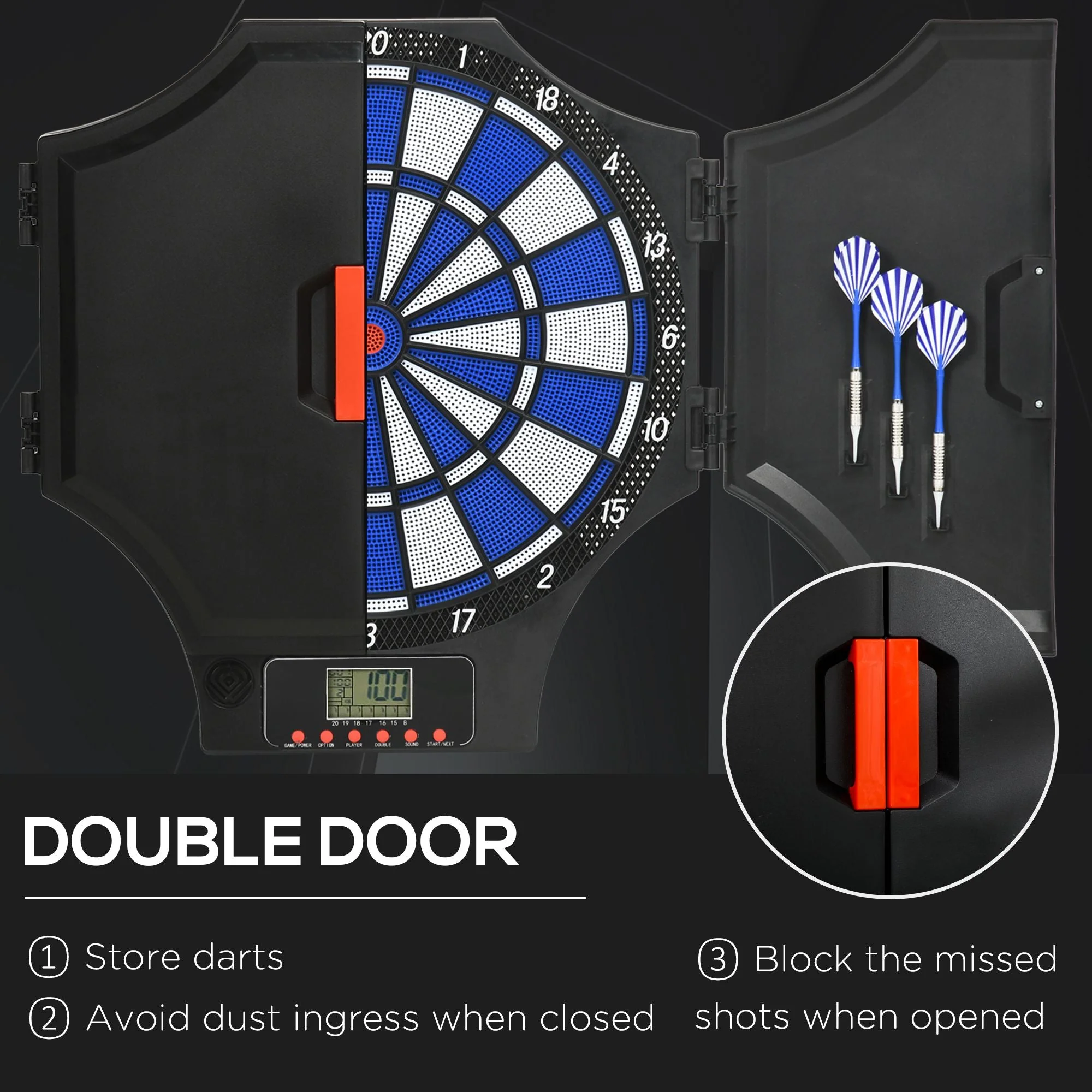31 Games Up To 8 Player Electronic Dartboard Black & Blue by Sportnow - Image 6