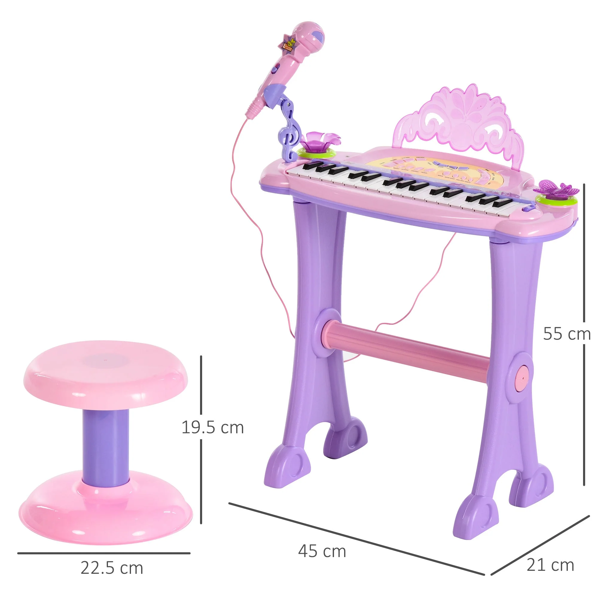 32 Keys Kids Mini Electronic Keyboard Musical Instrument Educational Game Toy Children Grand Piano Stool Micropho - Image 2