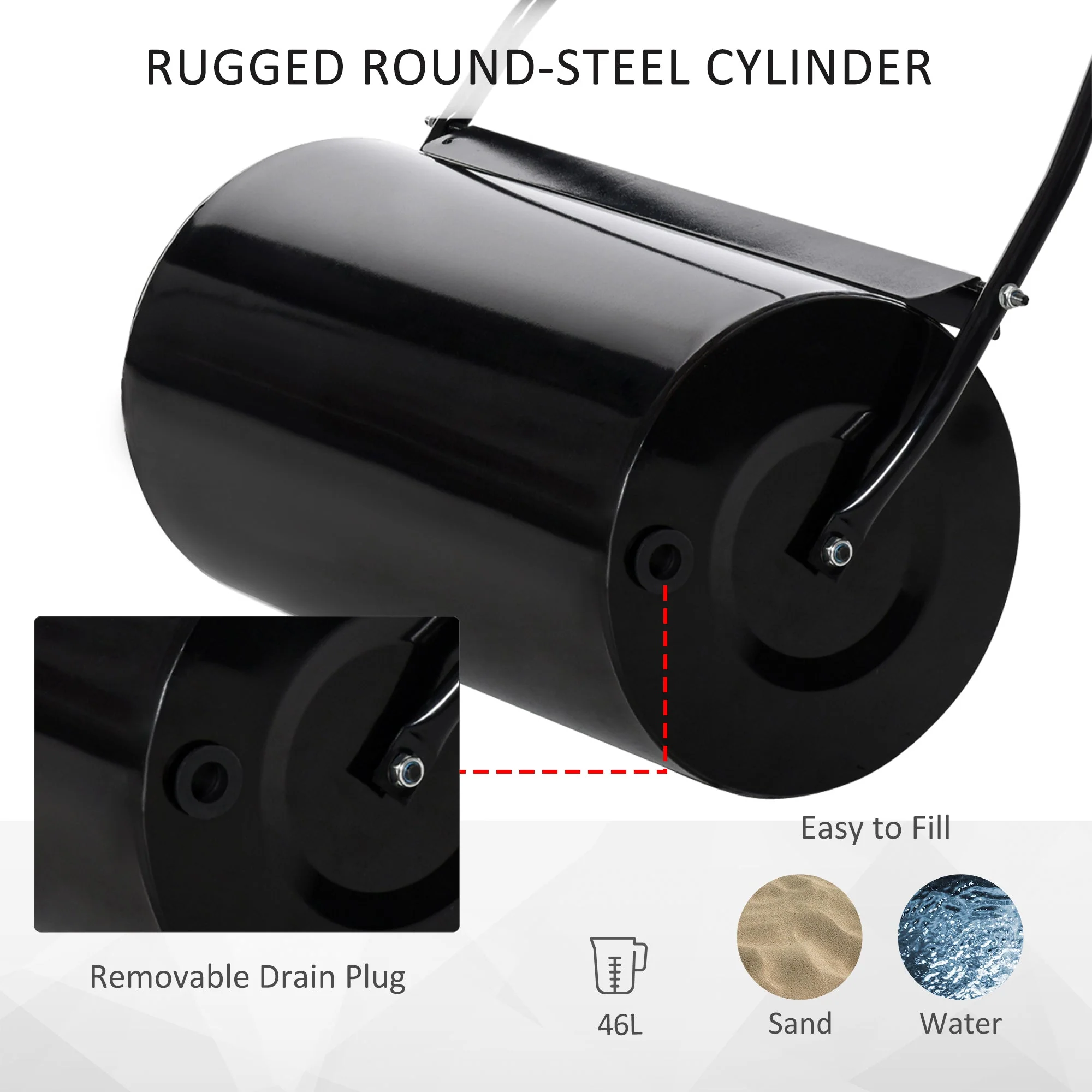 32cm Diameter 46L Lawn Roller Sand Or Water Filled Steel by Durhand - Image 4