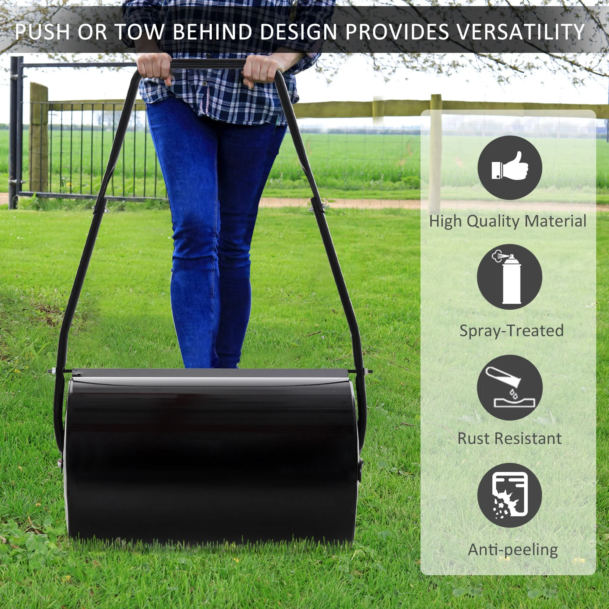 32cm Diameter 46L Lawn Roller Sand Or Water Filled Steel by Durhand - Image 6
