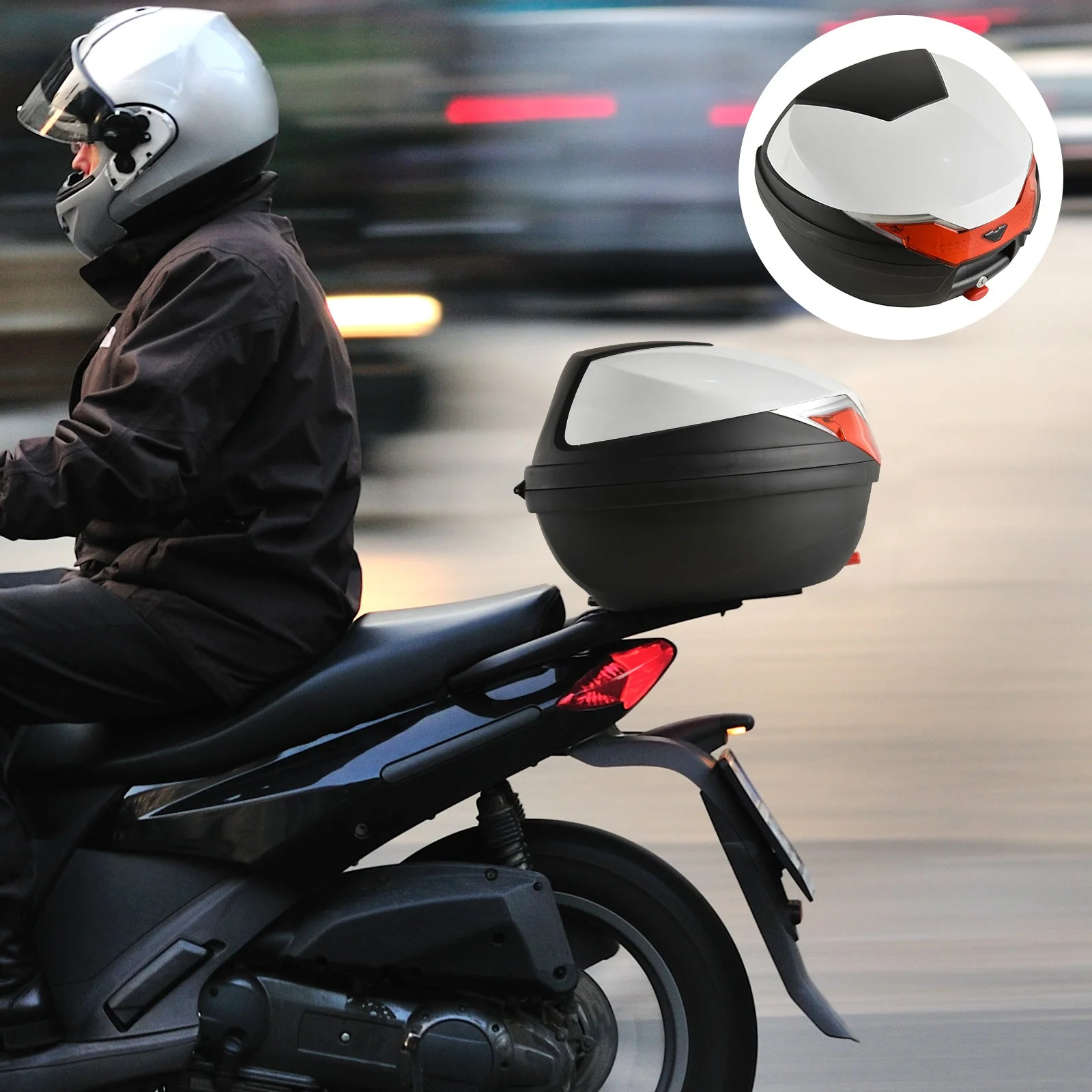 32L Motorcycle Tail box Helmet Top Case Motorbike Luggage Storage Trunk Carrier Mount Rack - Image 2
