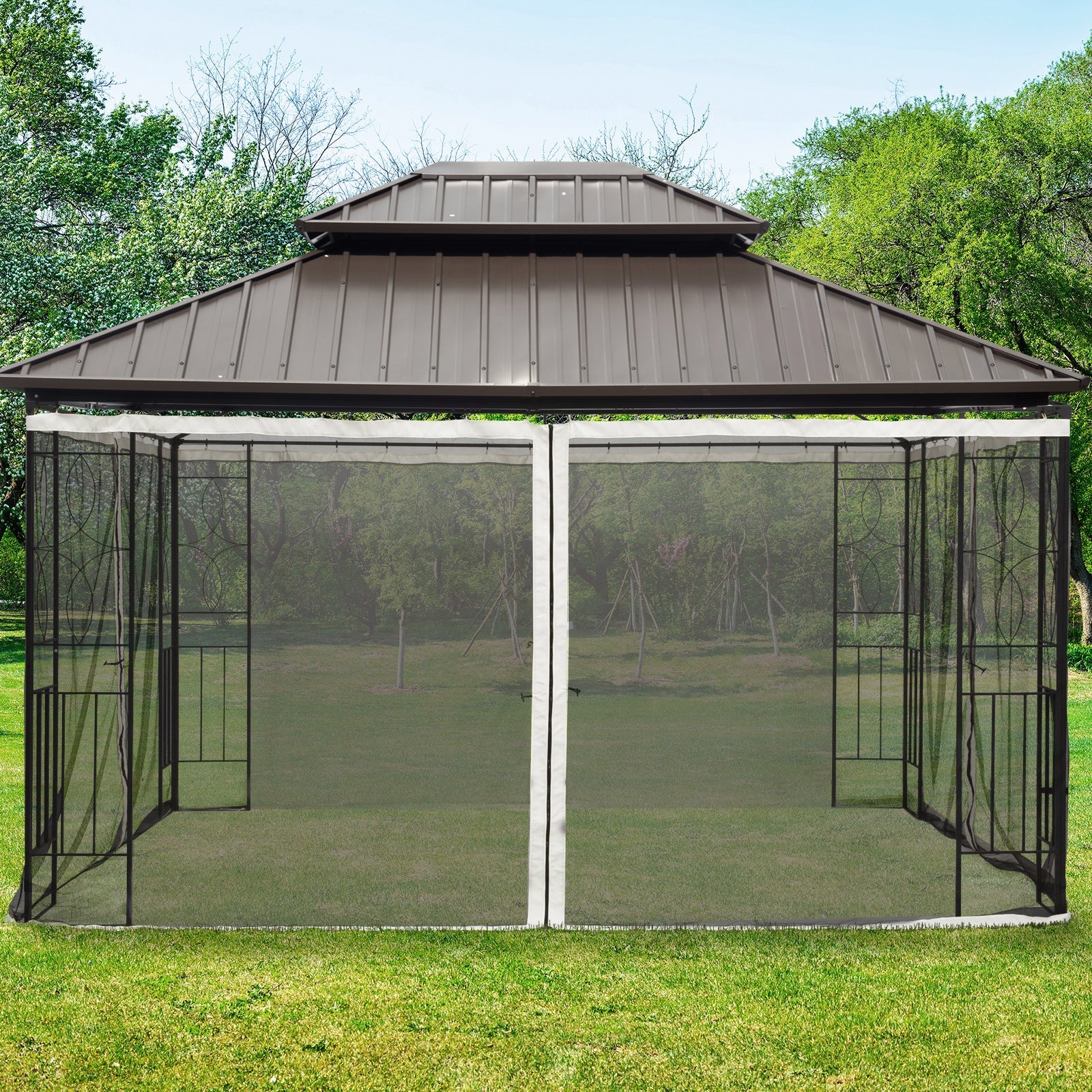 352 x 207cm Universal Replacement Mesh Sidewall Netting for Patio Gazebos and Canopy Tents - Image 2