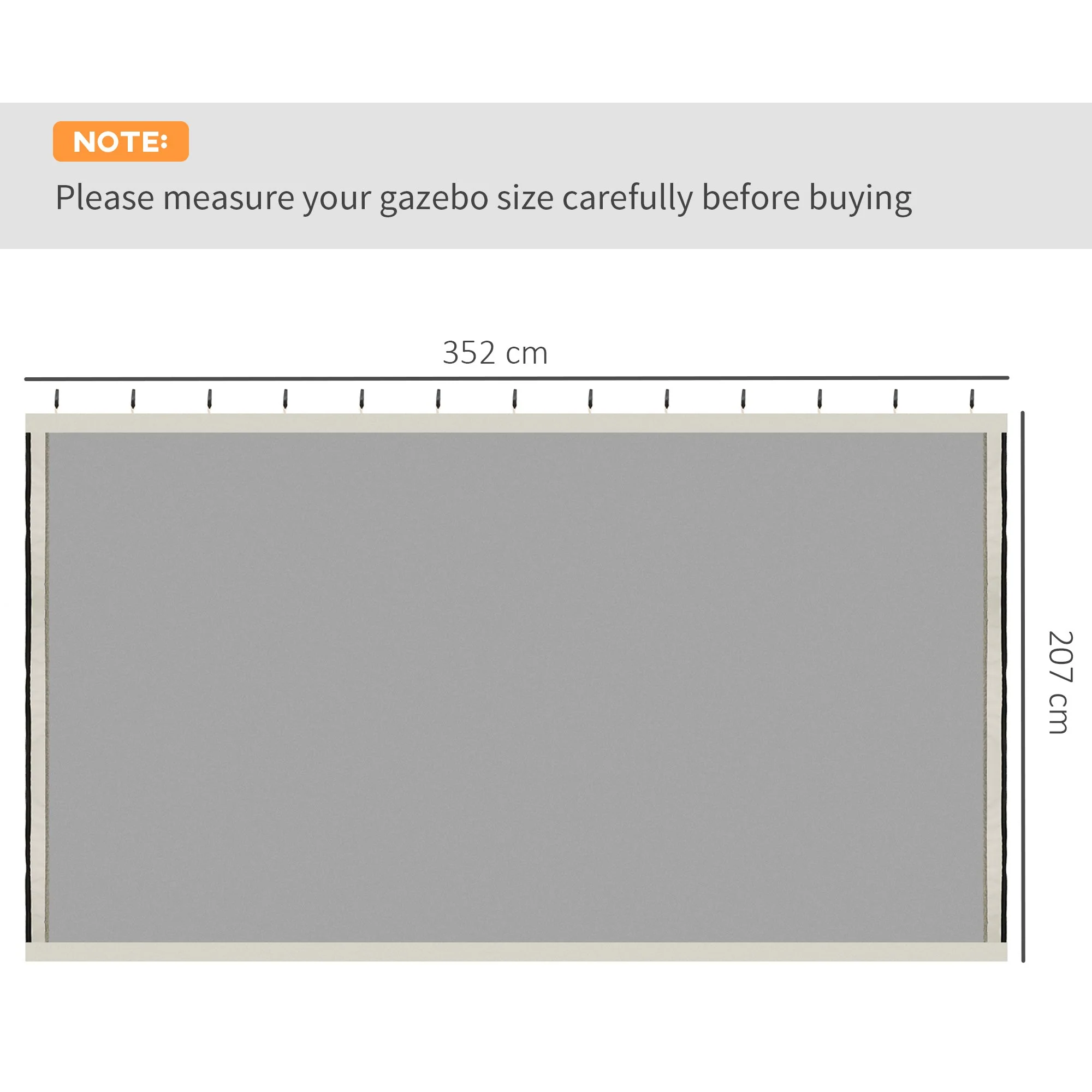 352 x 207cm Universal Replacement Mesh Sidewall Netting for Patio Gazebos and Canopy Tents - Image 3