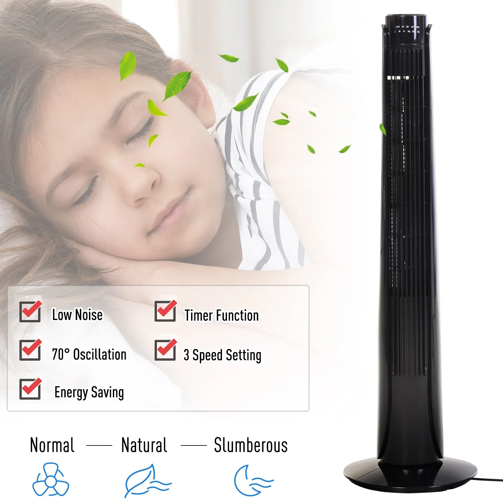 36" Oscillating Tower Fan with Remote Control - Image 4
