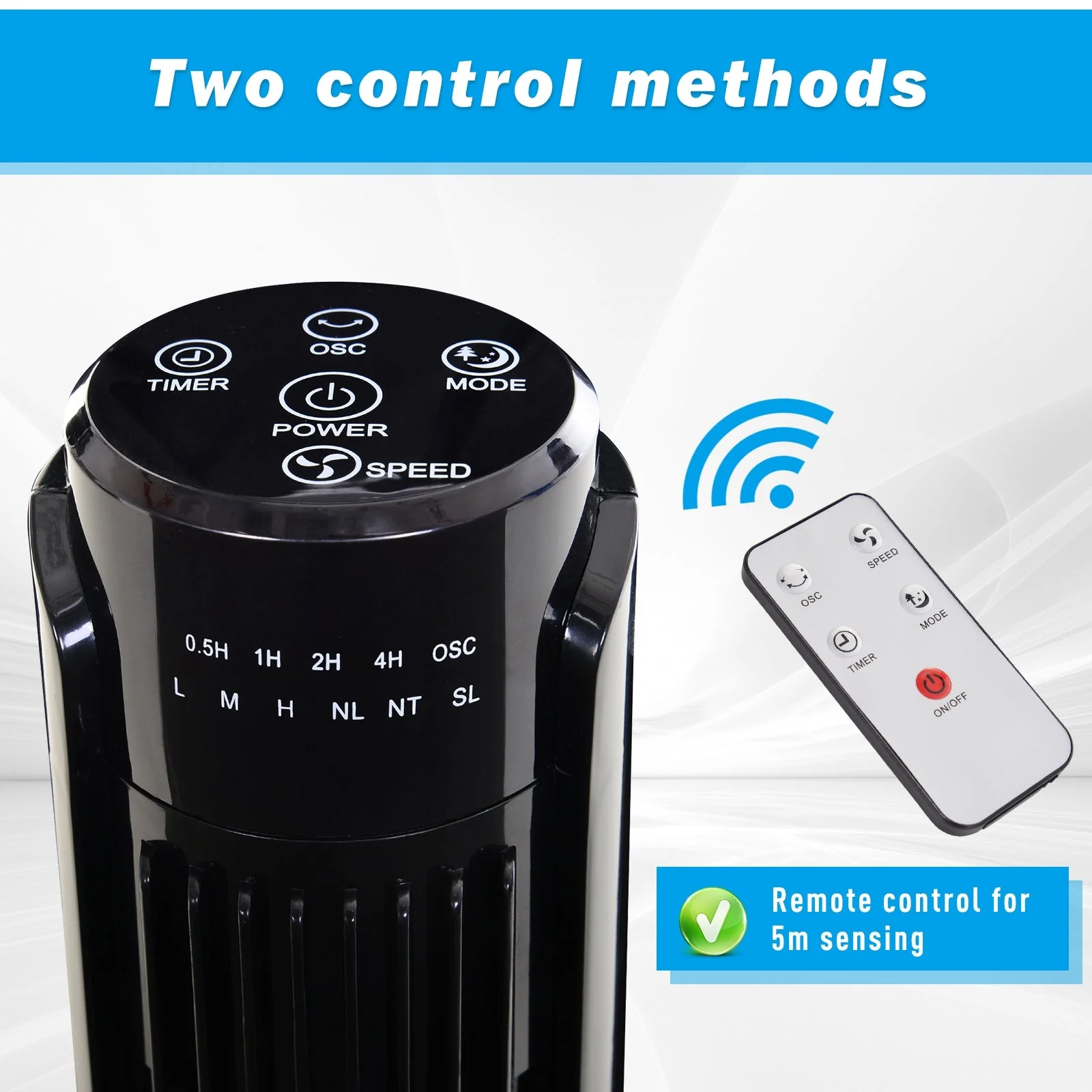 36" Oscillating Tower Fan with Remote Control - Image 6