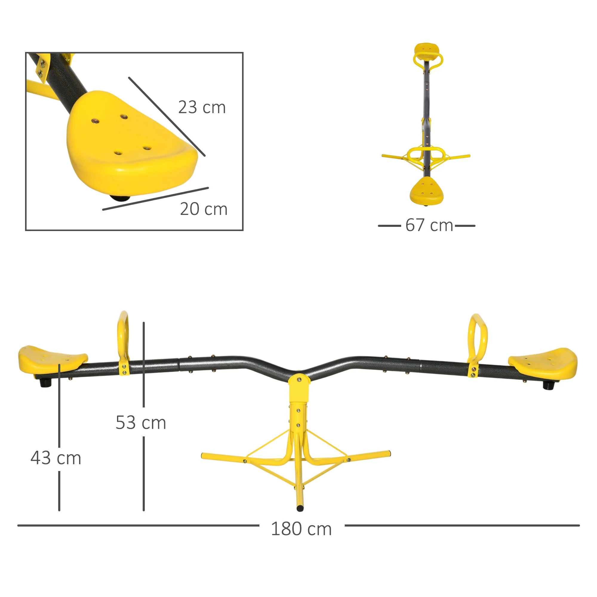 360° Rotating Kids Seesaw Metal Teeter-Totter Children Playground Equipment for Indoors and Outdoors - Image 3
