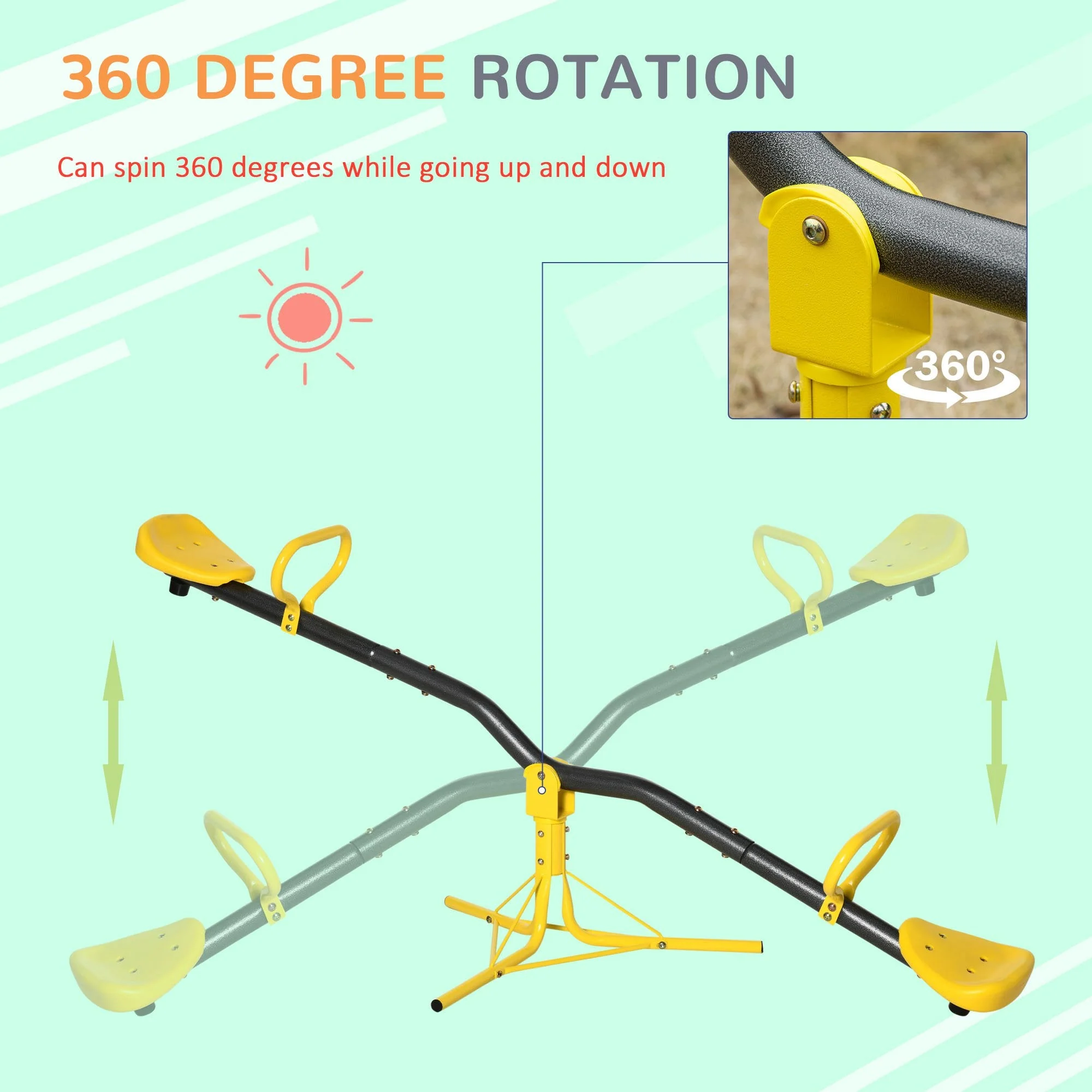 360° Rotating Kids Seesaw Metal Teeter-Totter Children Playground Equipment for Indoors and Outdoors - Image 5