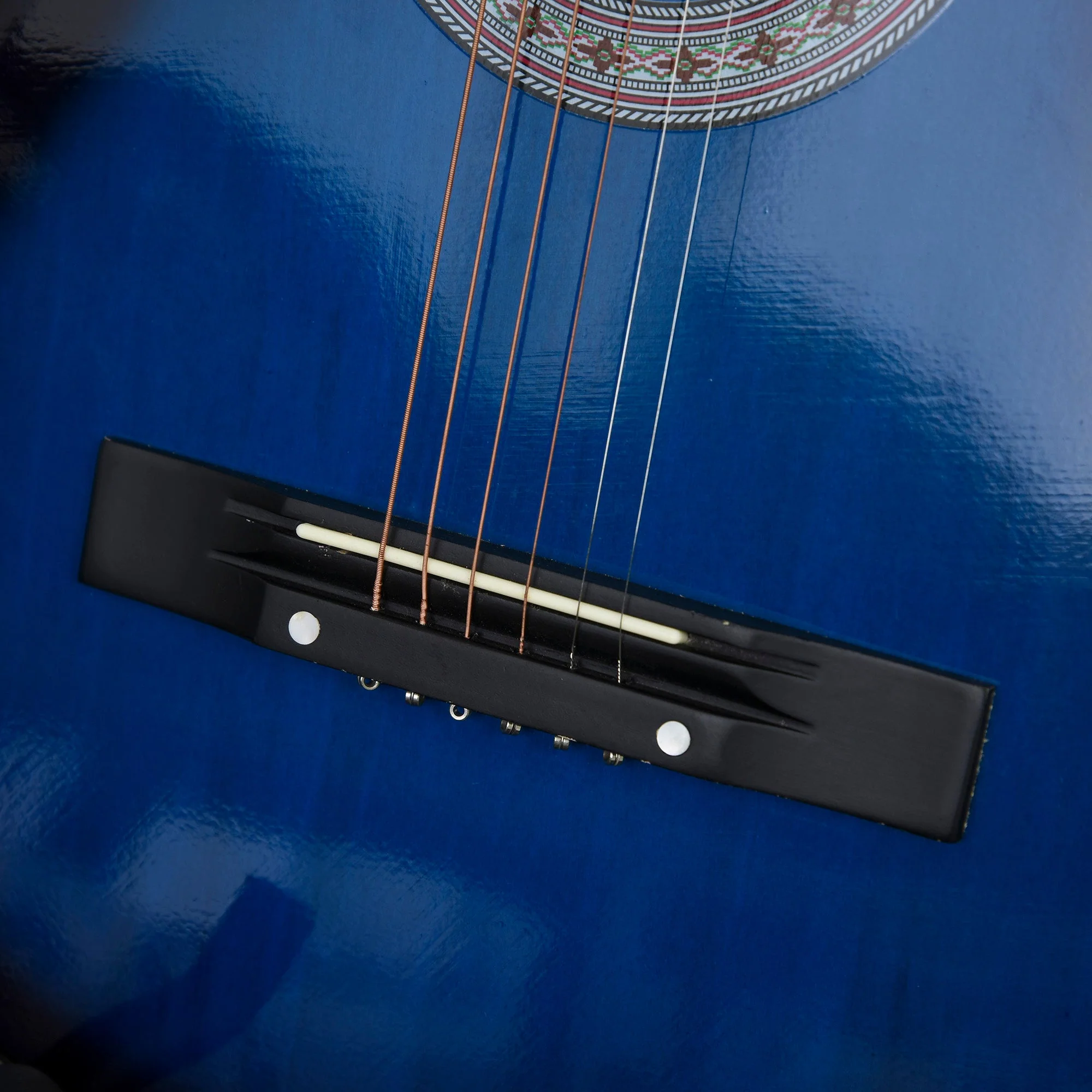 38" Beginners Basswood Acoustic Guitar Blue - Image 8