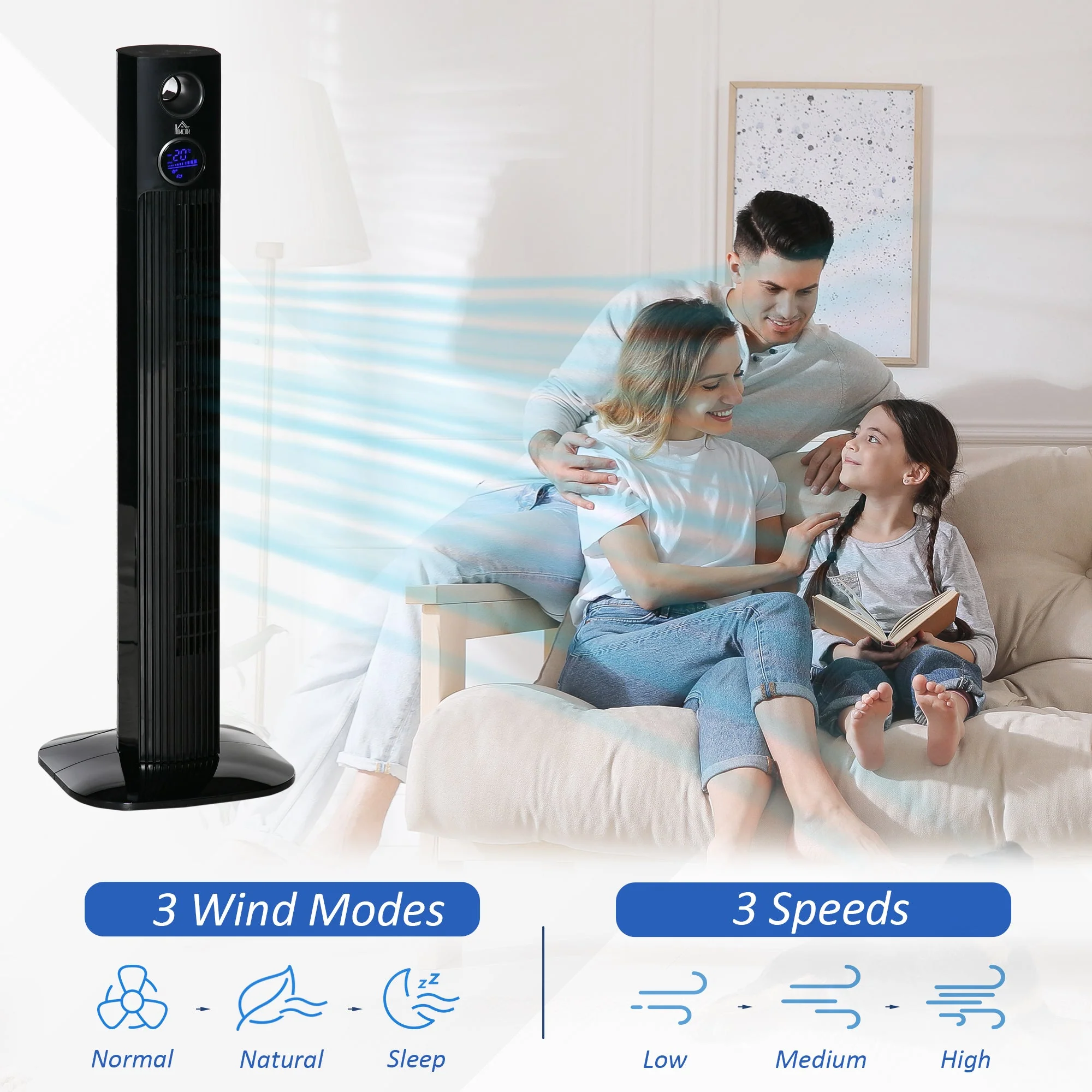 38" Freestanding Tower Fan Cooling with Aroma Function - Image 4