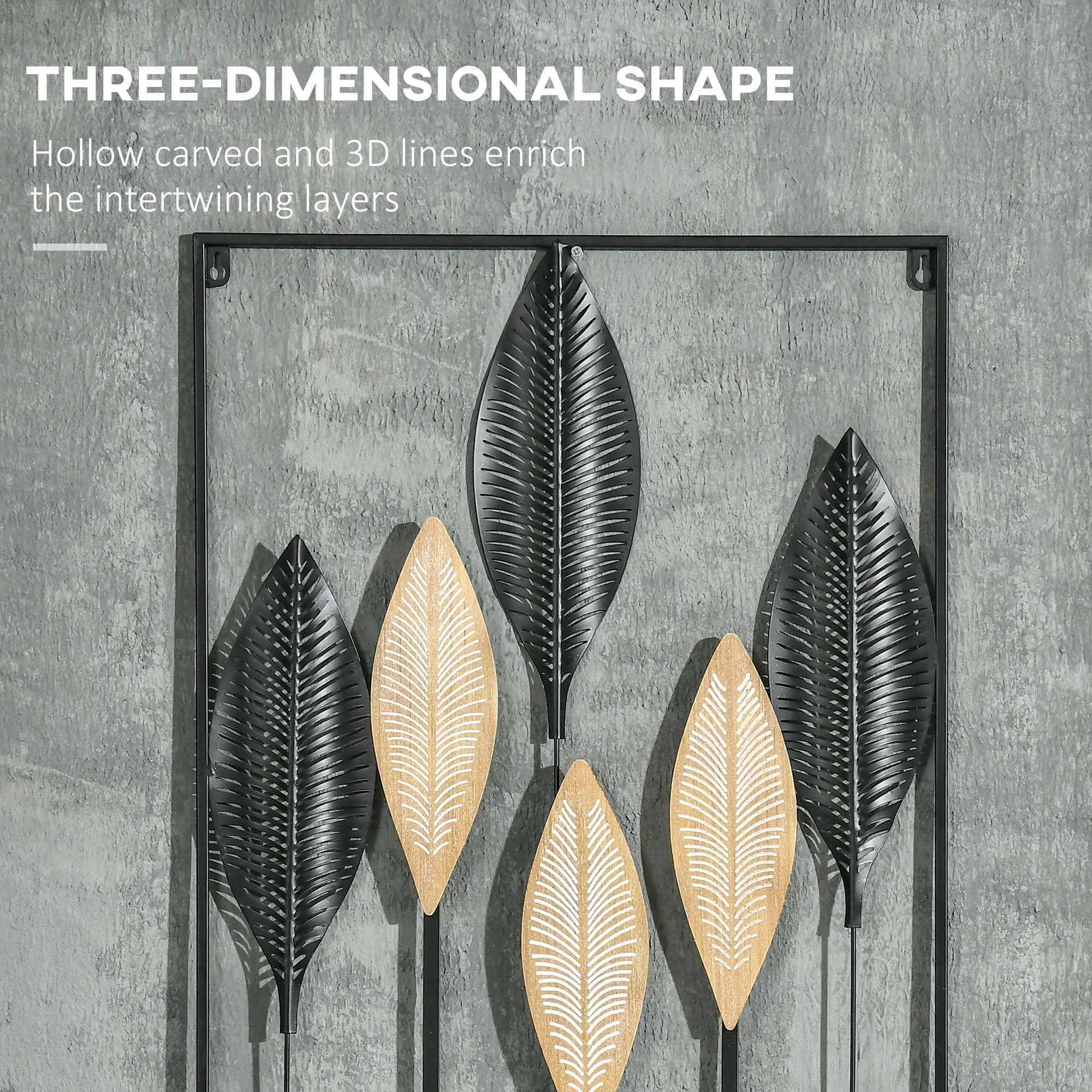 3D Metal Wall Art Modern Banana Leaves Hanging Wall Sculpture Home Decor for Living Room Bedroom Dining Room - Image 3