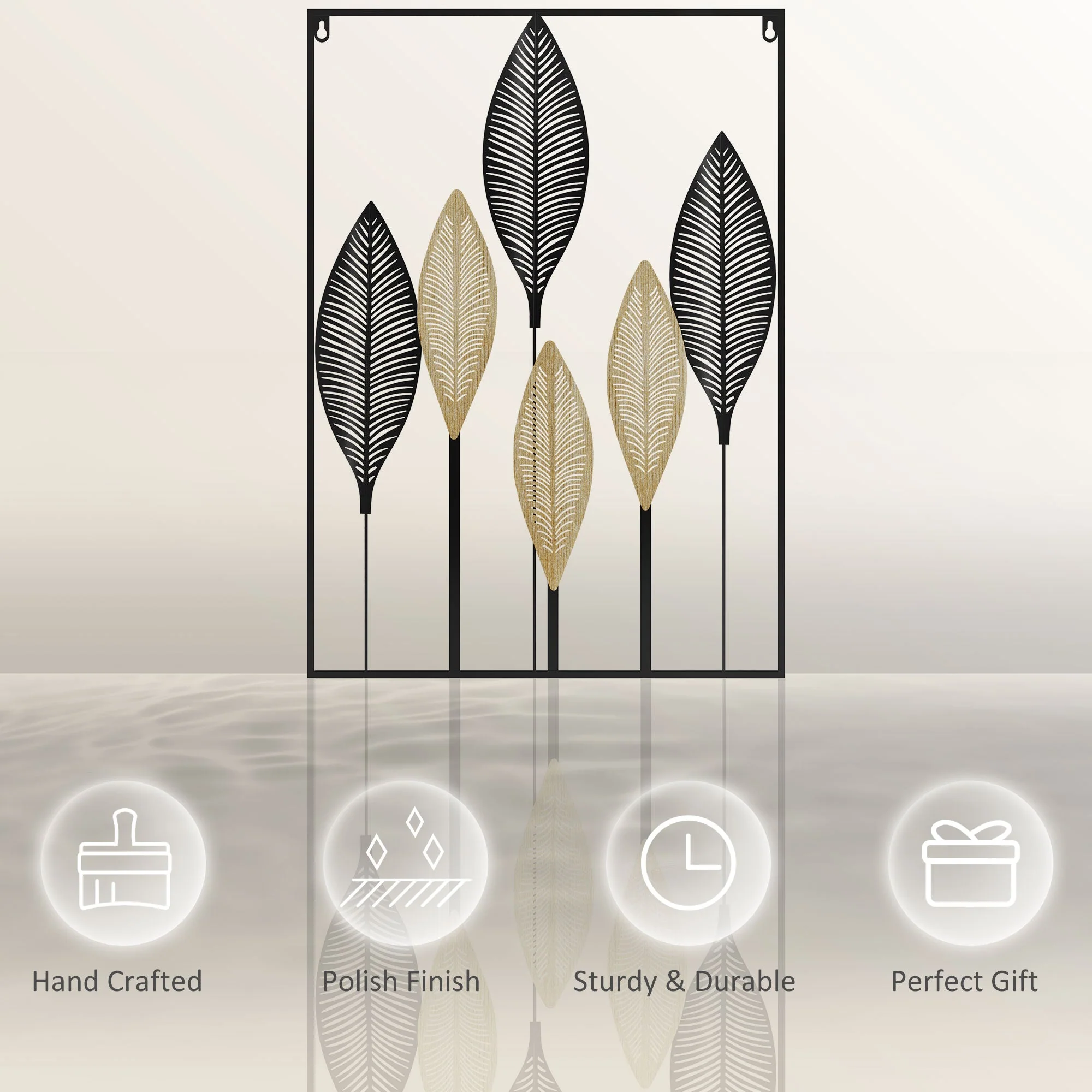 3D Metal Wall Art Modern Banana Leaves Hanging Wall Sculpture Home Decor for Living Room Bedroom Dining Room - Image 5